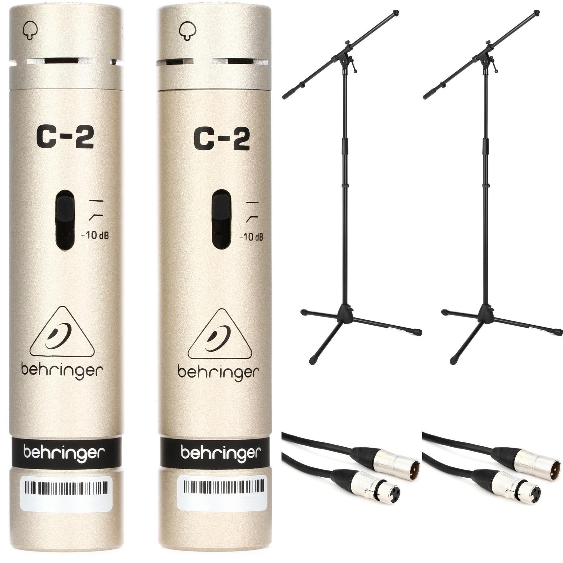 Behringer C-2 配对录音室电容麦克风套装，含支架和线缆（成对）