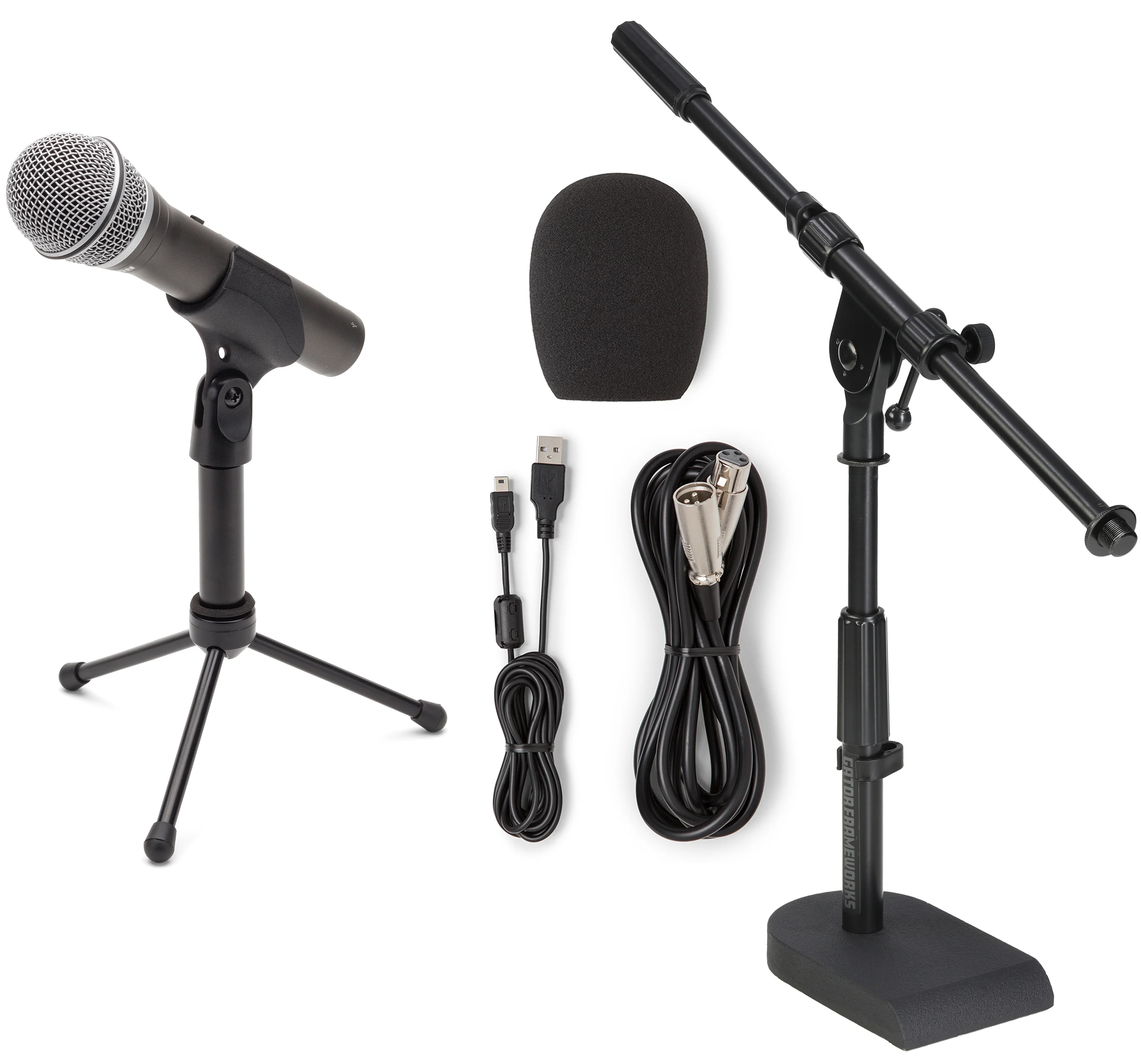 Samson Q2U 录音与播客套装 USB/XLR 动圈麦克风，含支架升级配件