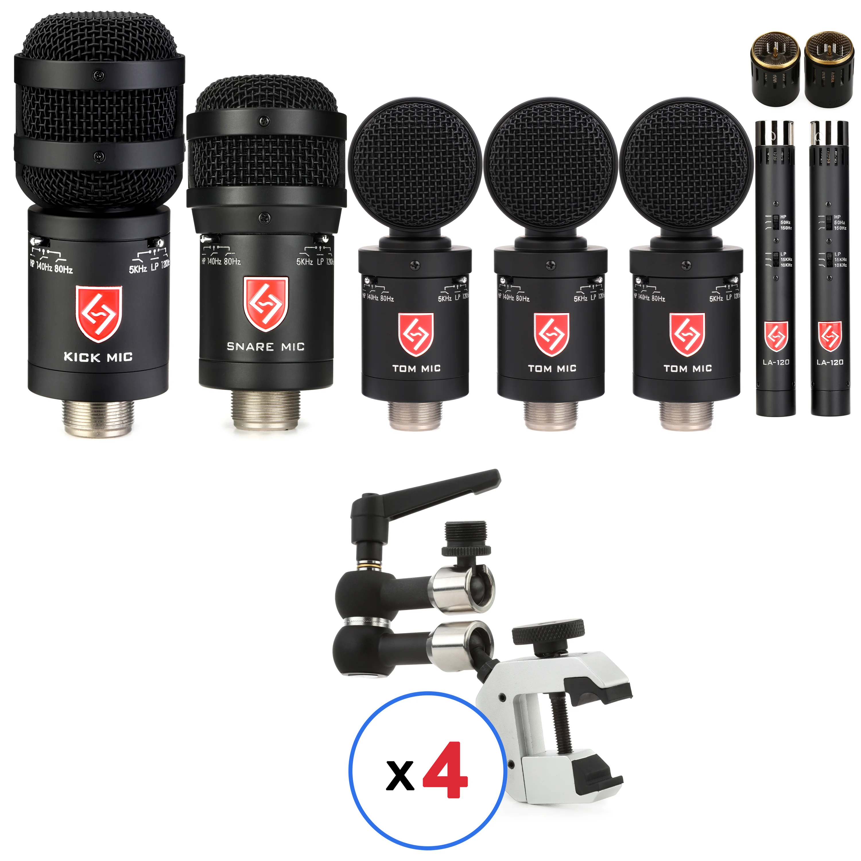 Lauten Audio 7 件套鼓组麦克风套装 - 小振膜架顶麦