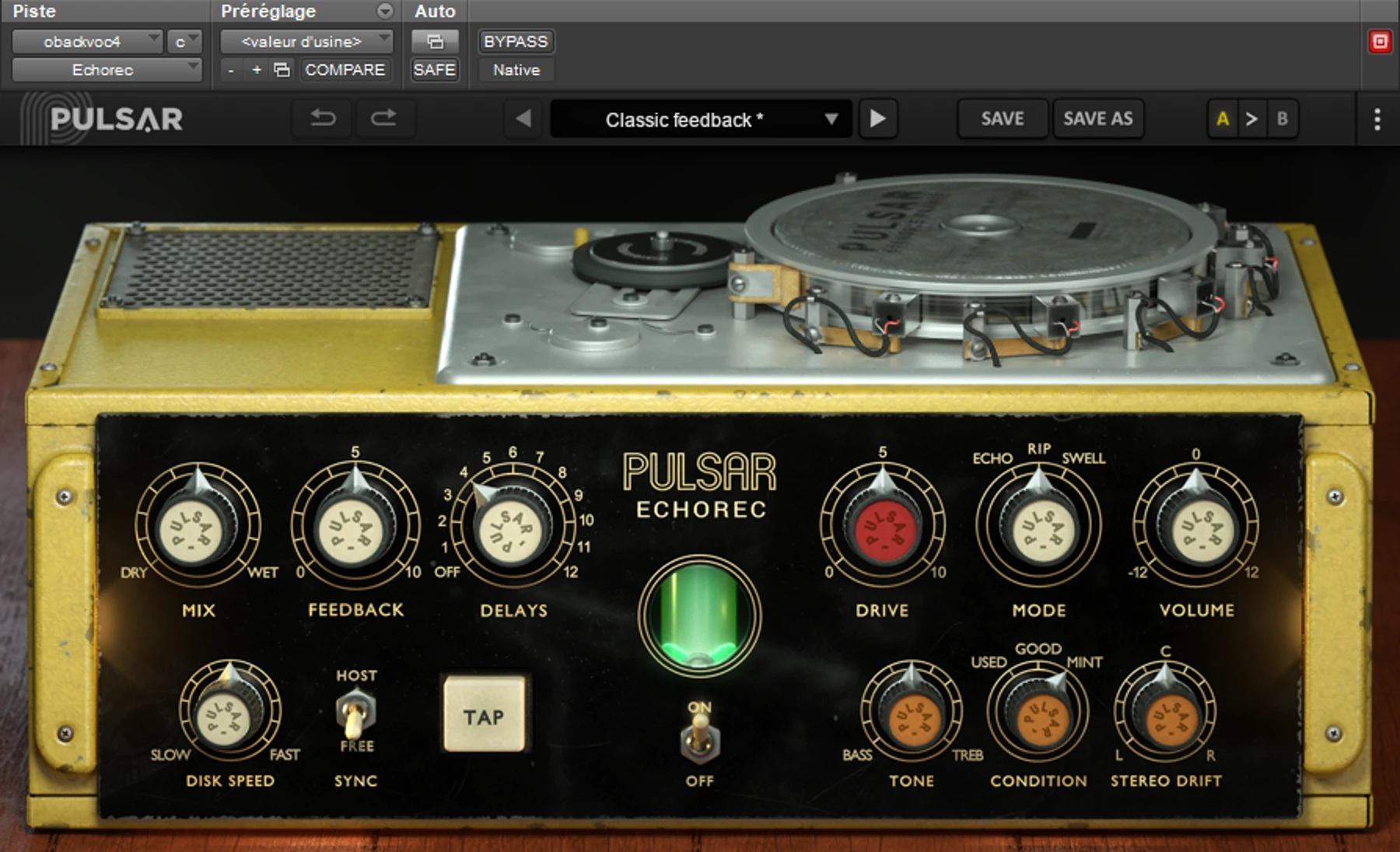 Pulsar Audio Echorec 磁盘延迟插件