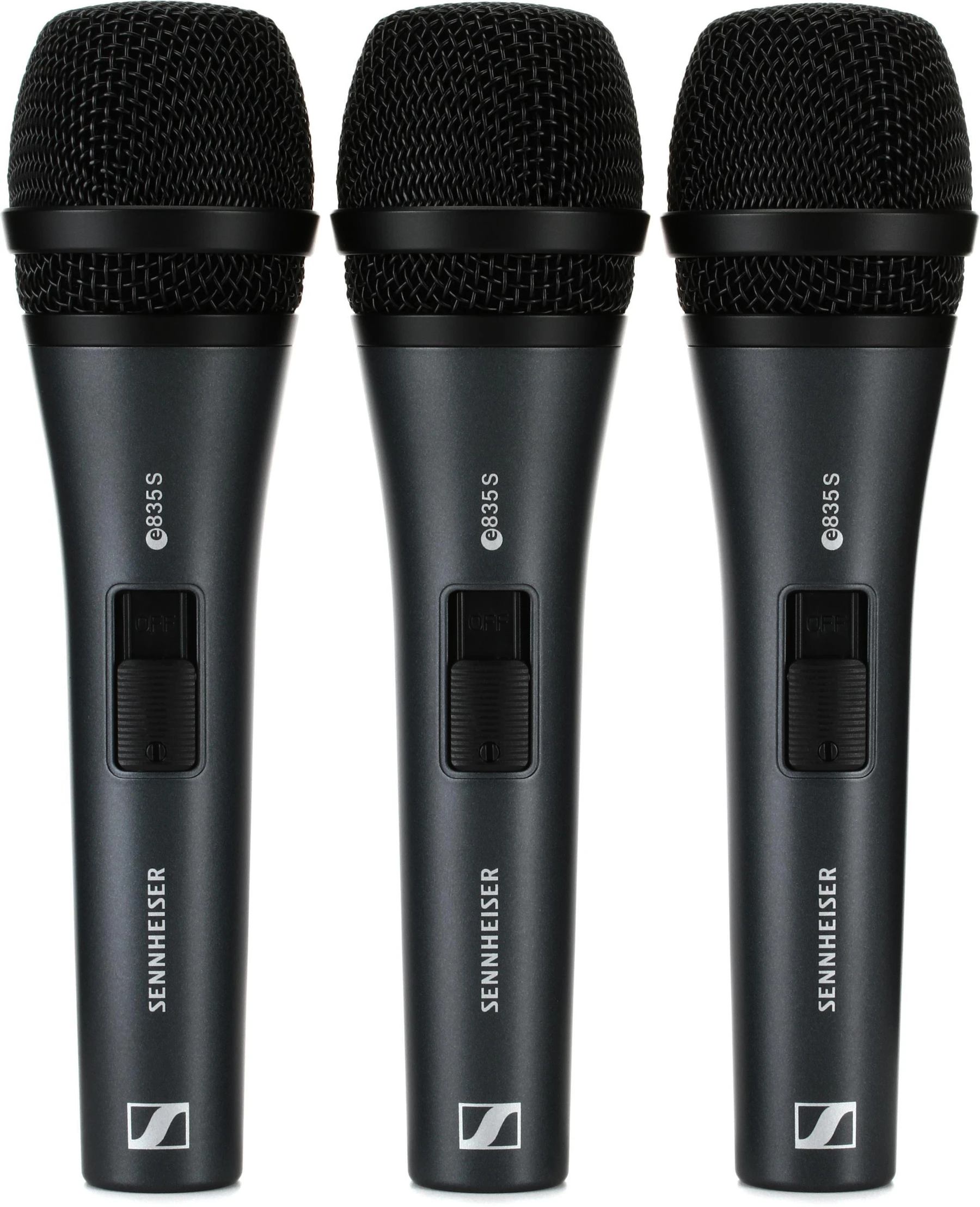 Sennheiser e 835-S 心形指向动圈人声麦克风，带开/关开关 - 3支装