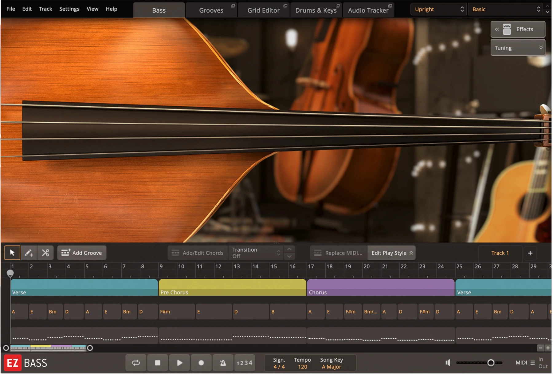 Toontrack 用于 EZbass 的 Upright EBX 音色扩展