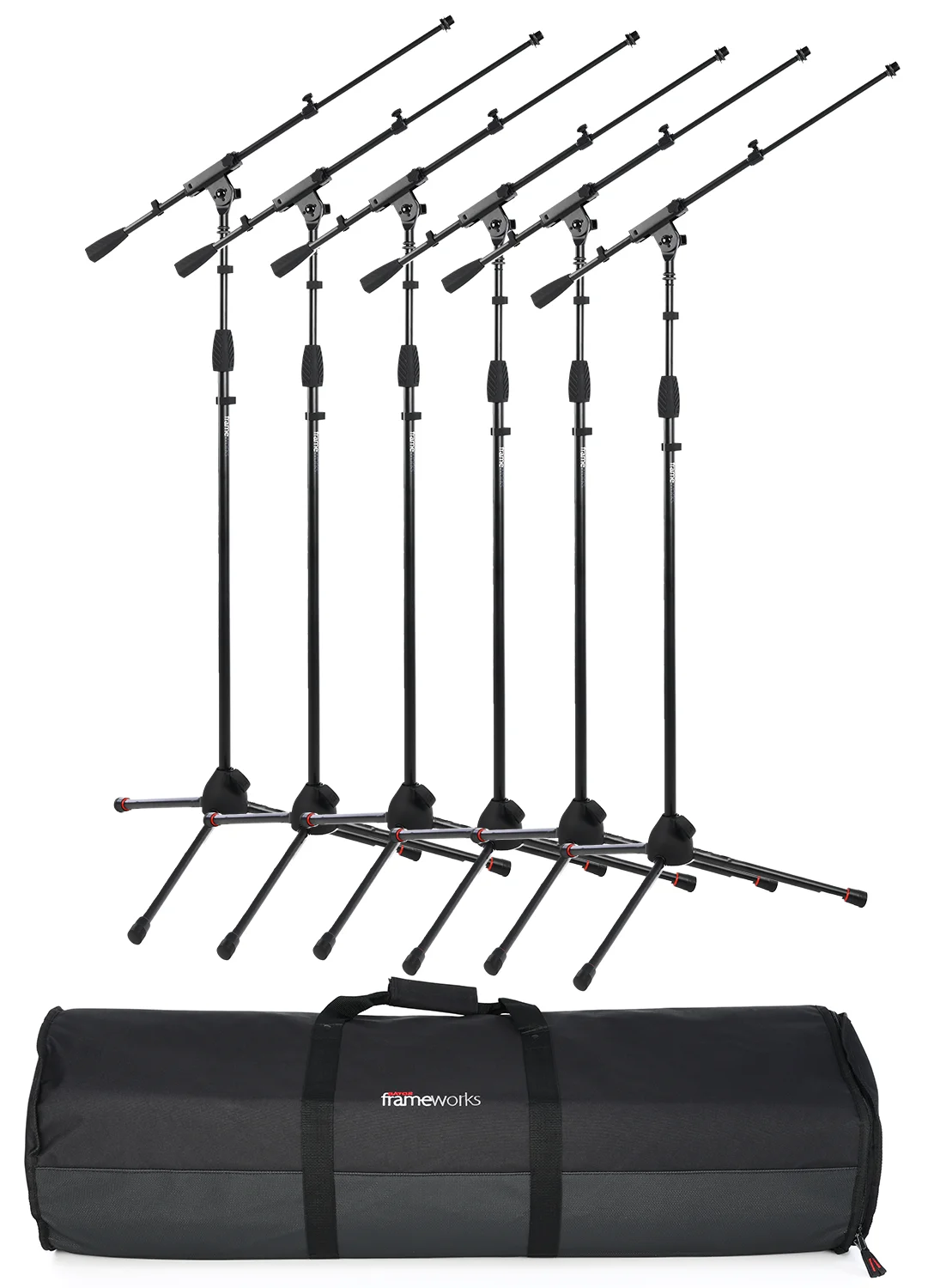 Gator Frameworks GFW-MIC-2020 带伸缩吊杆的三脚麦克风支架（6个装）含收纳包