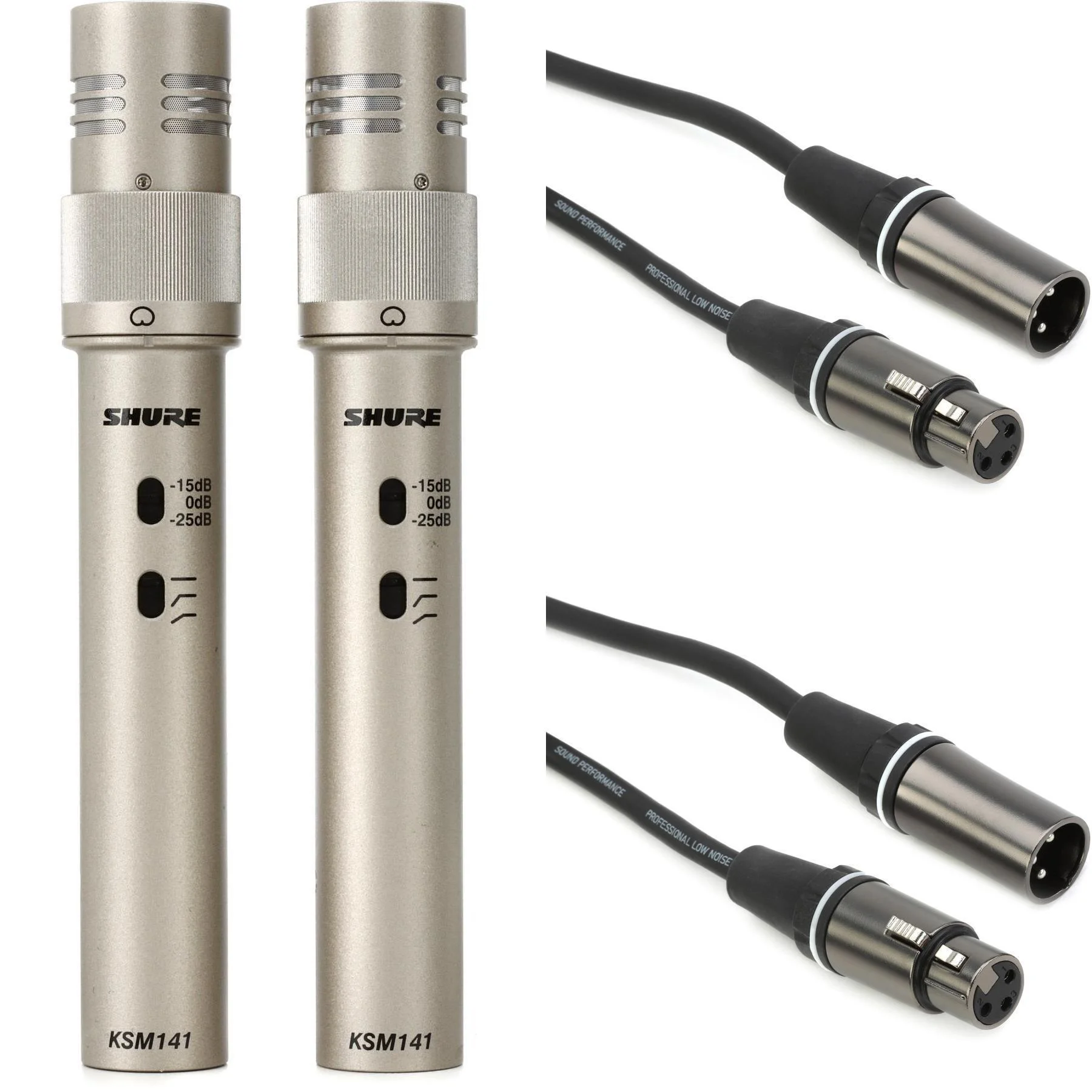 Shure KSM141 小振膜电容麦克风（立体声对装），含线缆
