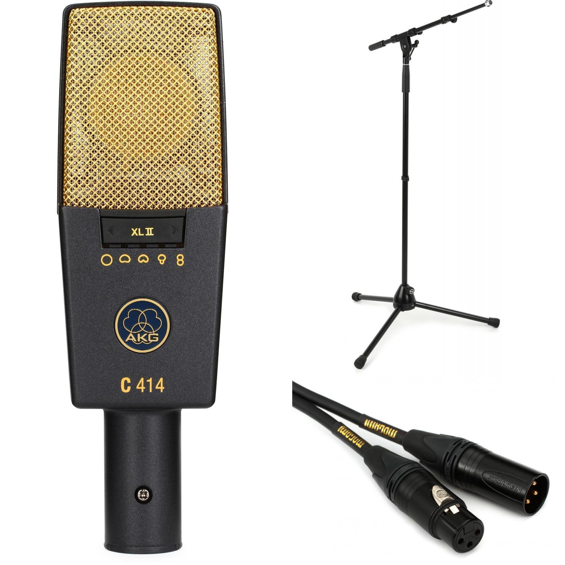 AKG C414 XLII 大振膜电容麦克风套装，含支架和线缆