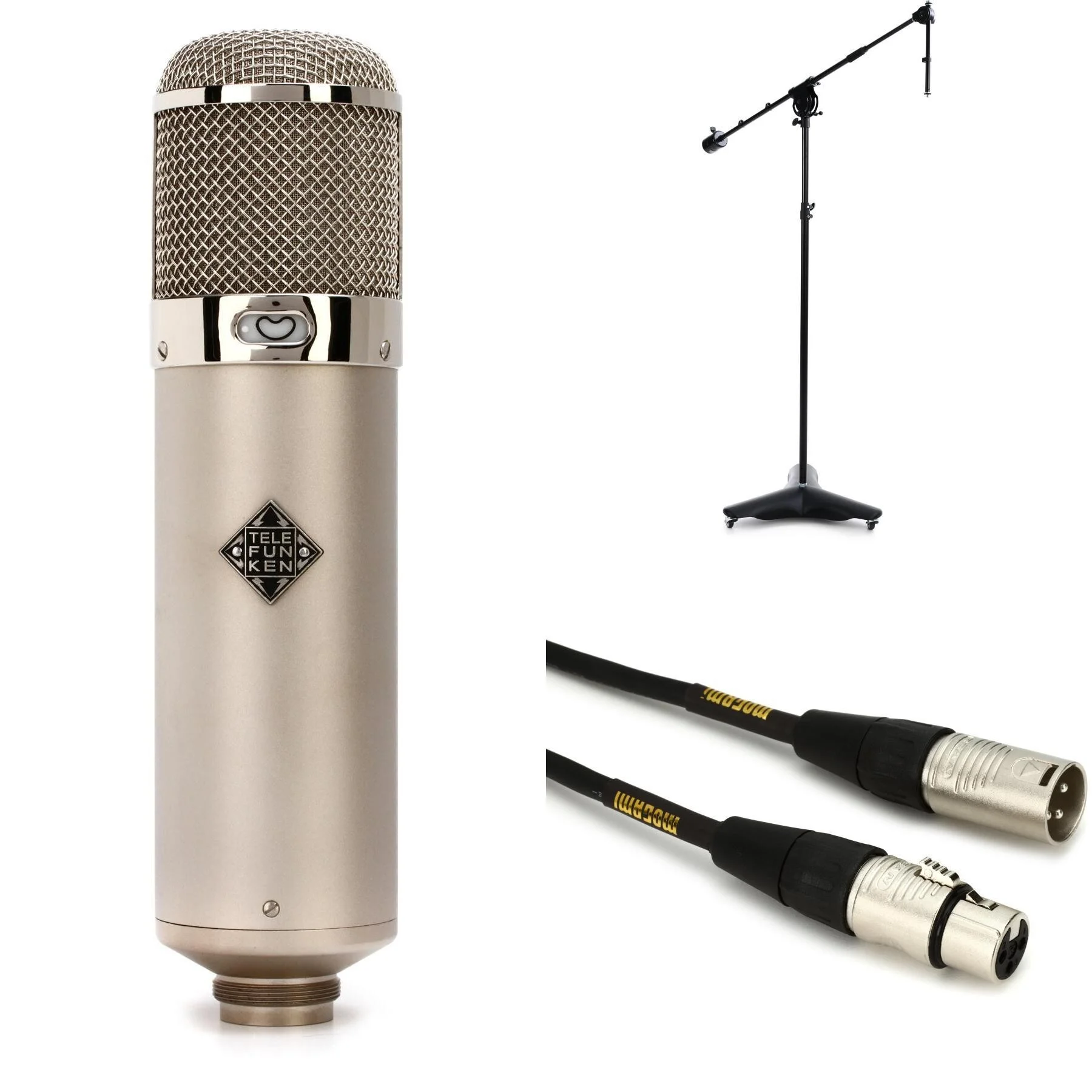 Telefunken U47 大振膜电子管电容麦克风套装，含支架和线缆