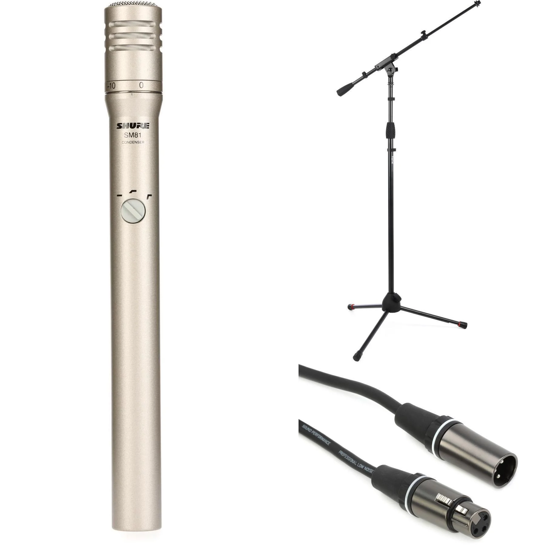 Shure SM81 小振膜电容麦克风套装，含支架和线缆