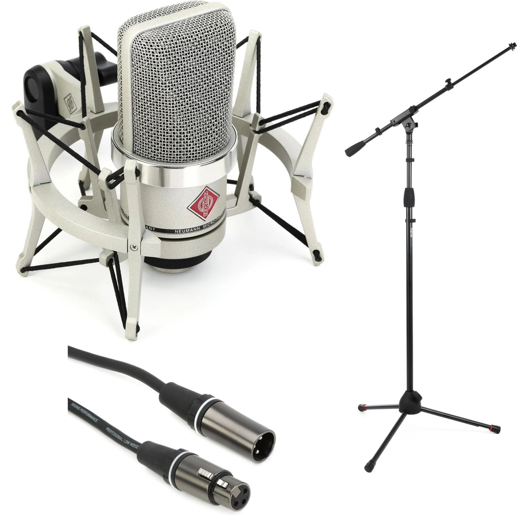 Neumann TLM 102 工作室套装，含支架和线缆 - 镍色