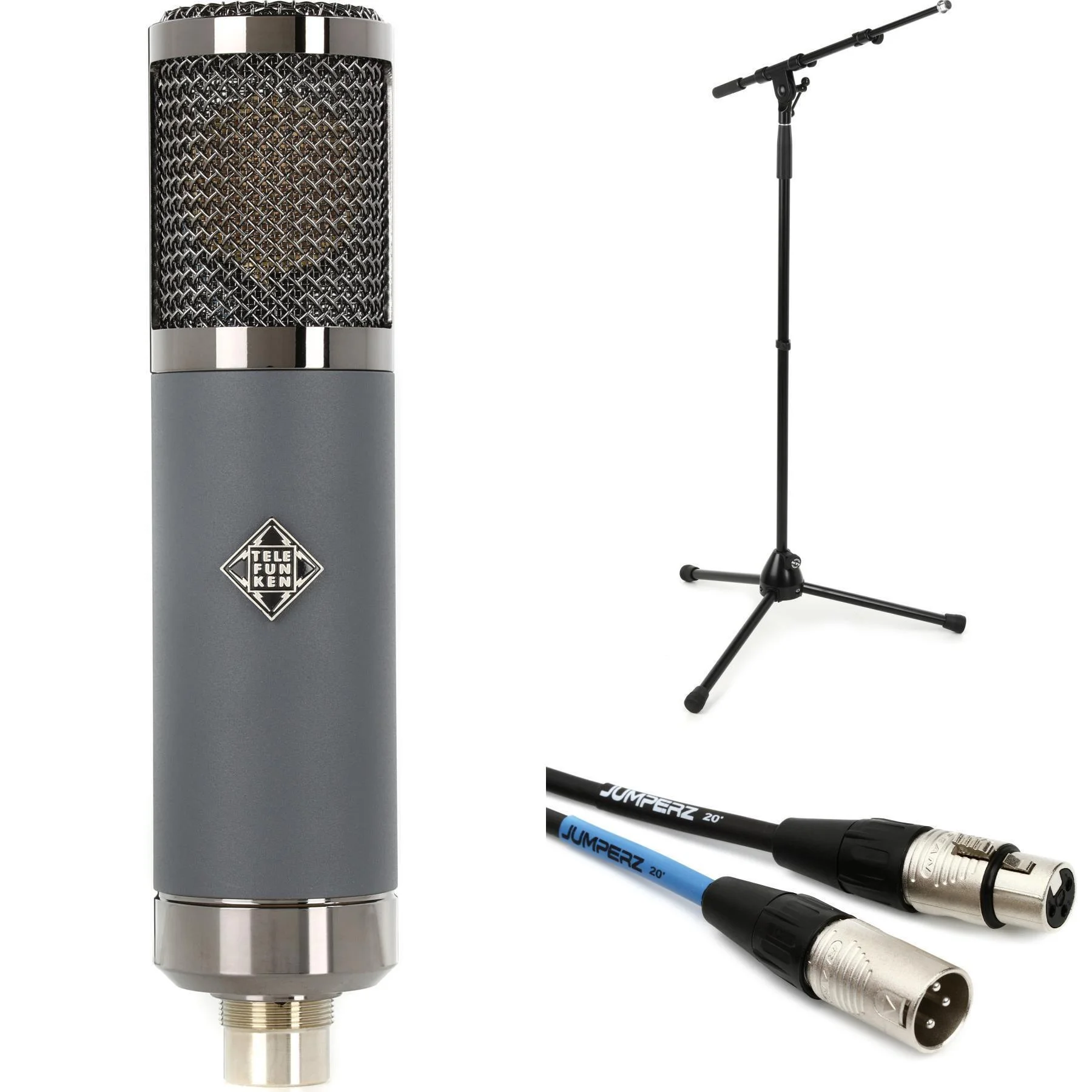 Telefunken TF51 大振膜电子管电容麦克风套装，含支架和线缆