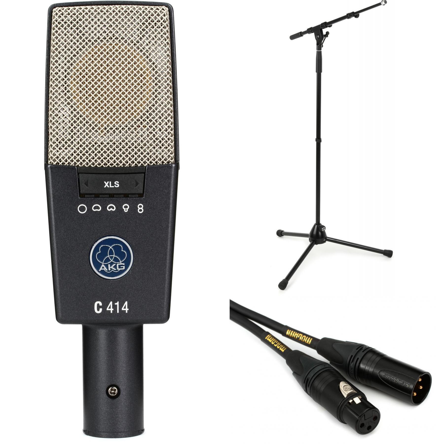 AKG C414 XLS 大振膜电容麦克风套装，含支架和线缆