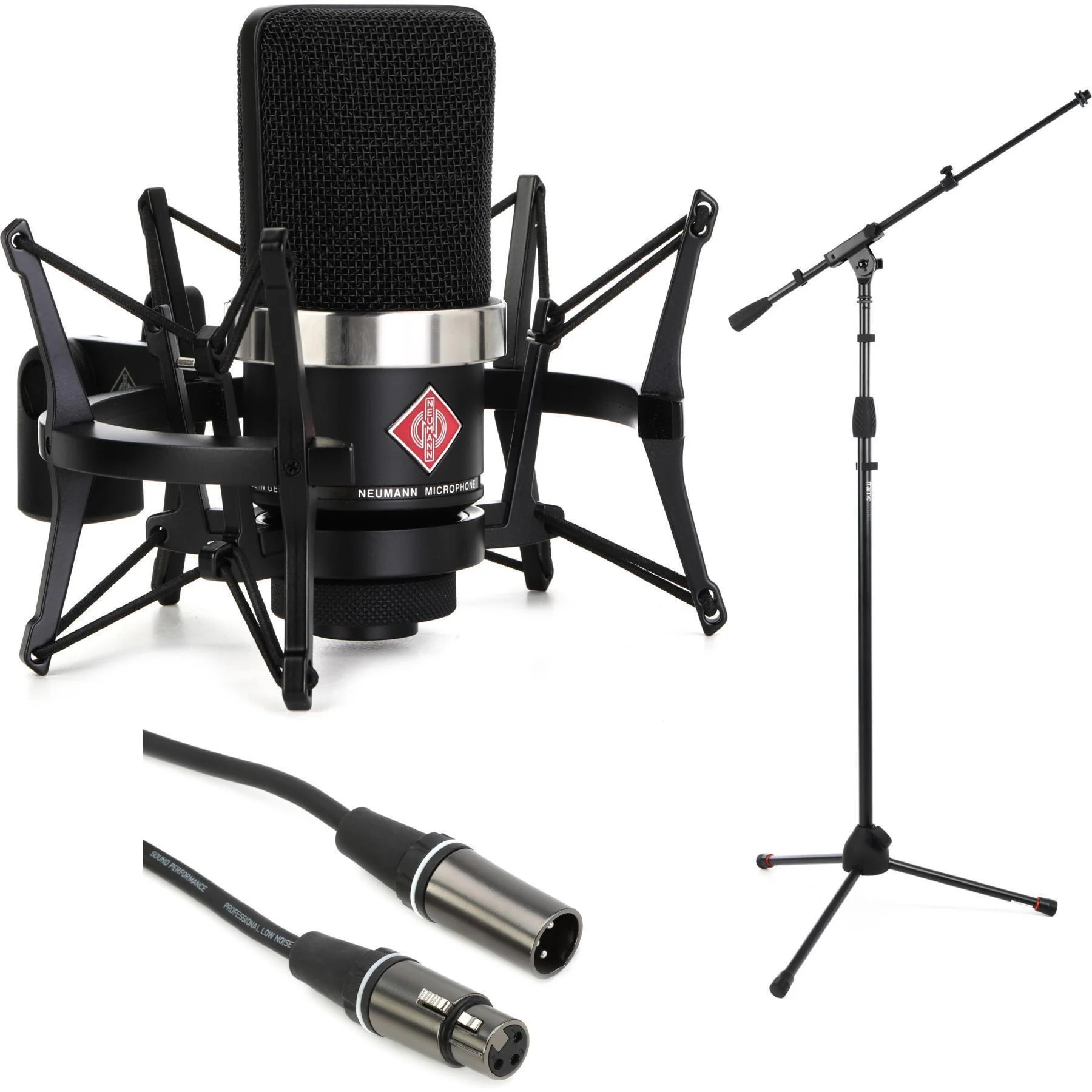 Neumann TLM 102 录音室套装，含支架和线缆 - 黑色