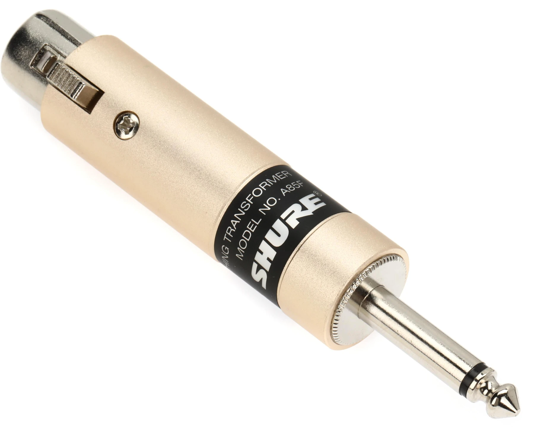 Shure A85F 低阻 XLR 母头转高阻 1/4 英寸公头串联阻抗变压器