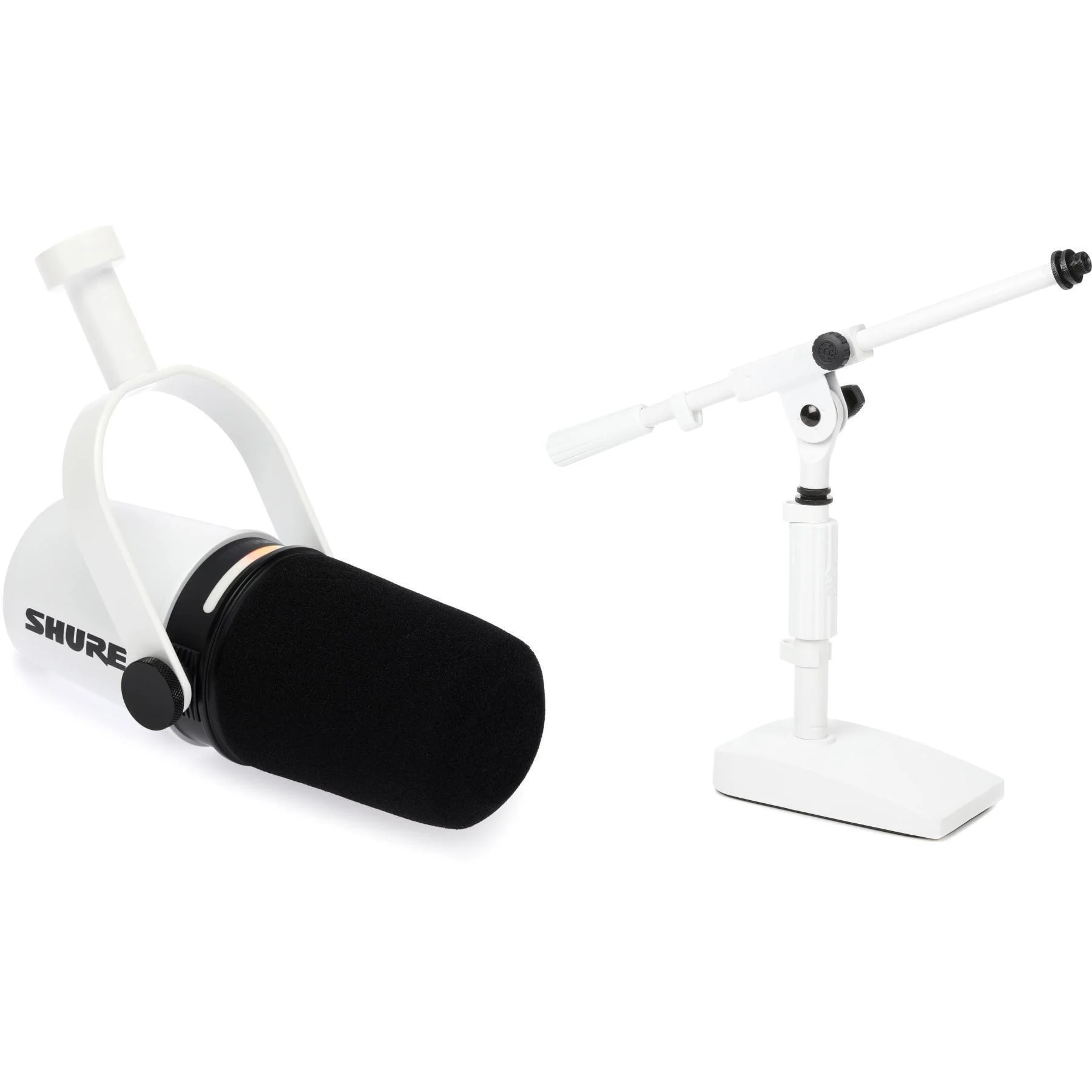 Shure MV7+ 混合播客麦克风，含麦克风支架 - 白色