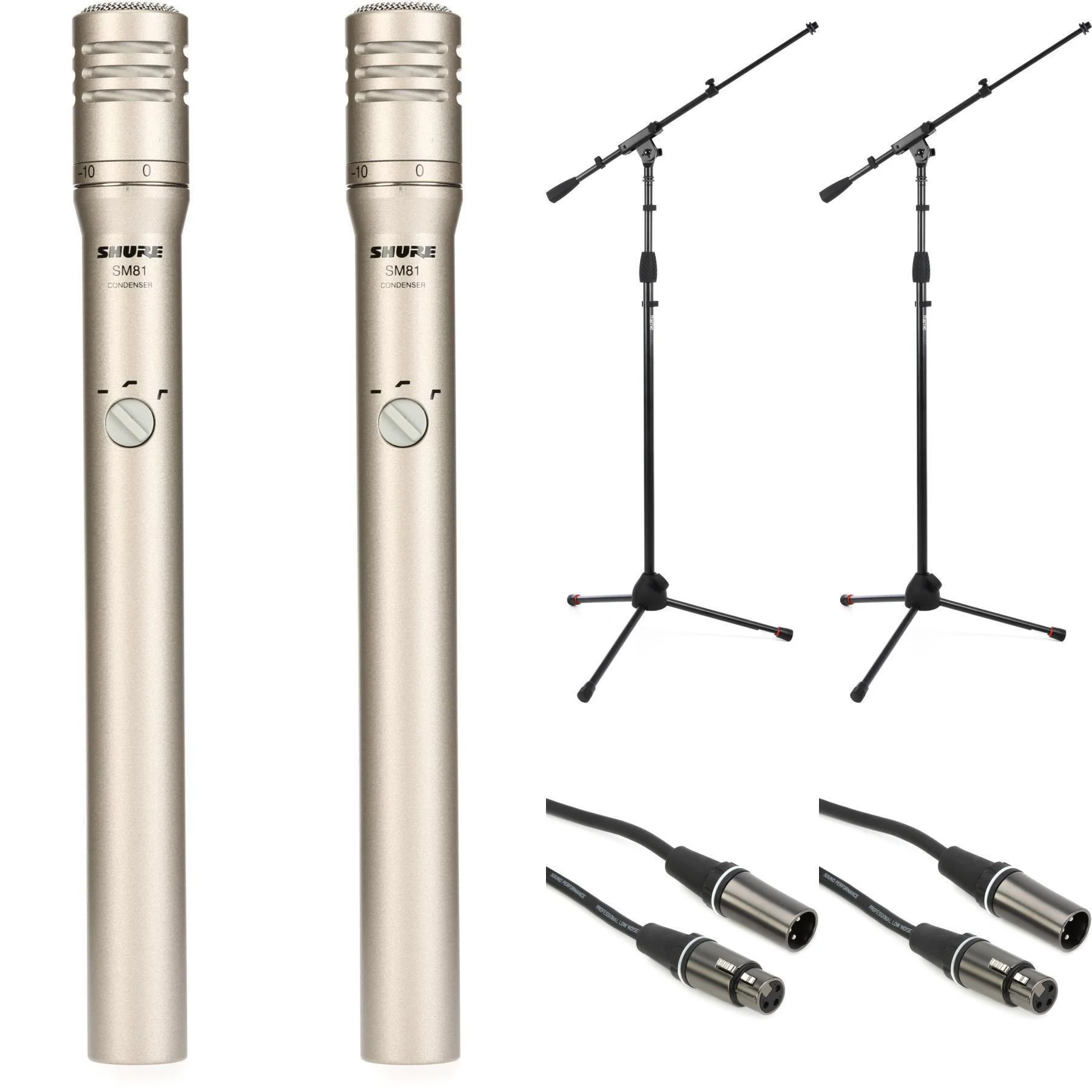 Shure SM81 小振膜电容麦克风，含支架和线缆（2支装）