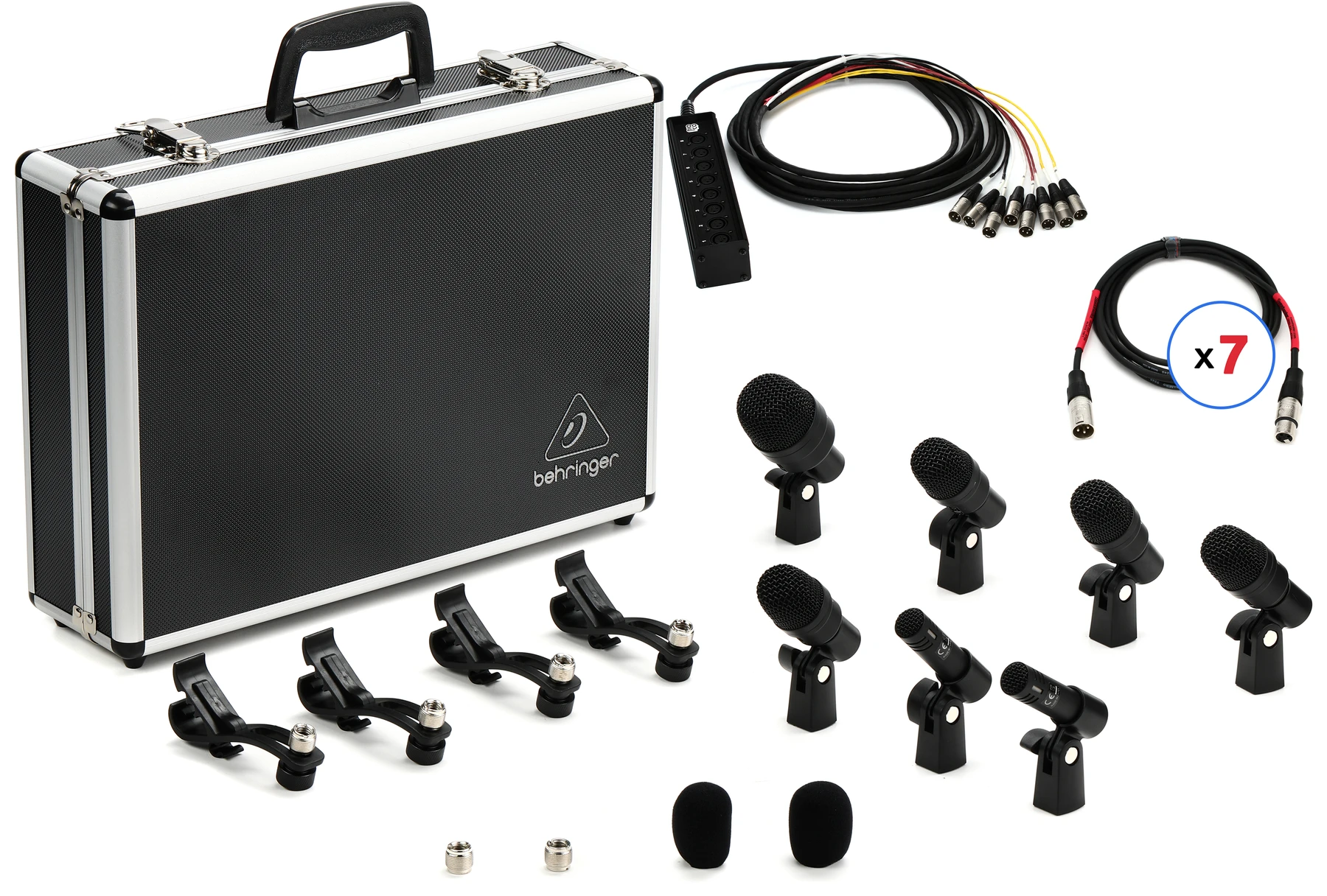 Behringer BC1200 专业 7件套鼓麦克风套装，含多芯线和线缆