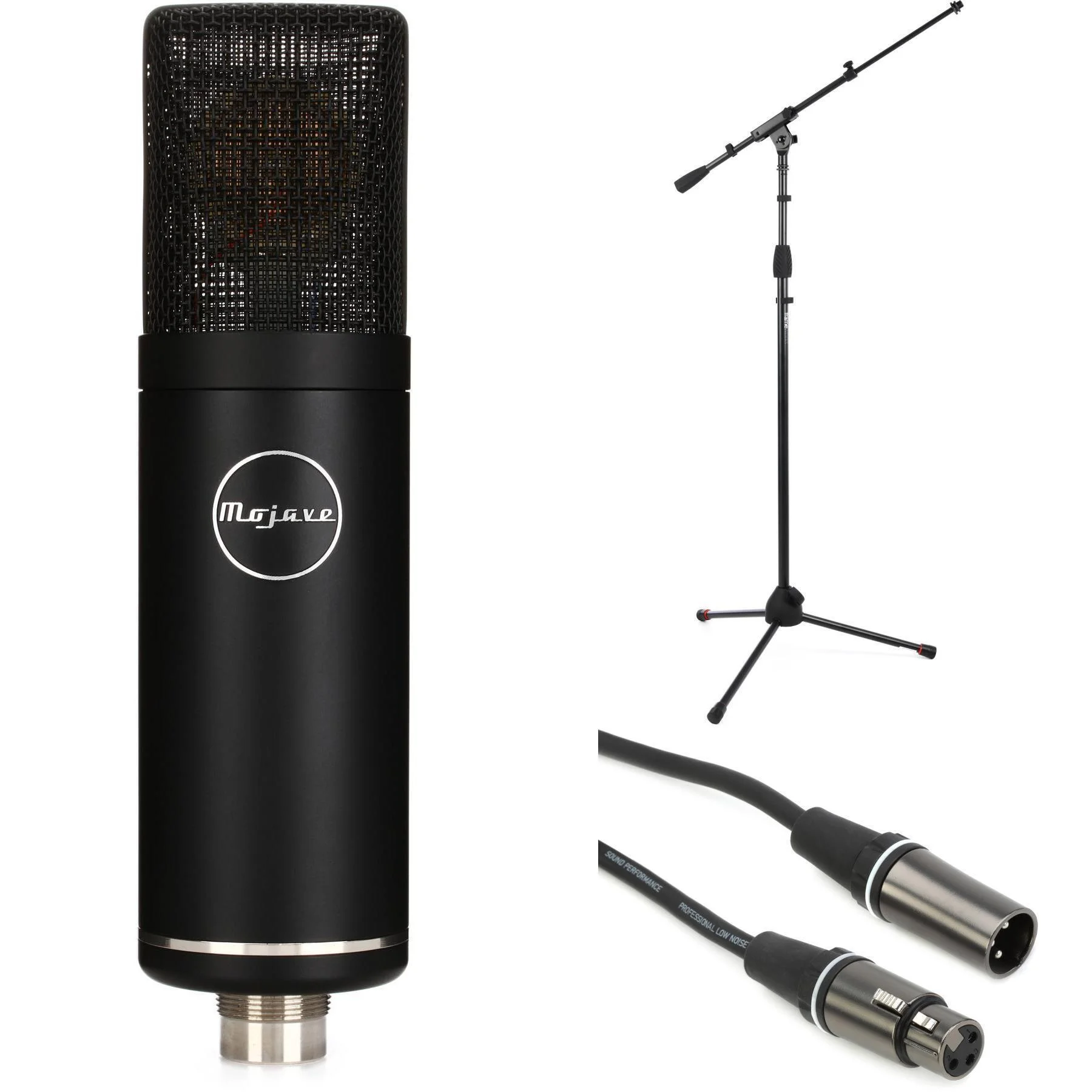 Mojave Audio MA-50 大振膜电容麦克风套装，含支架和线缆 - 黑色