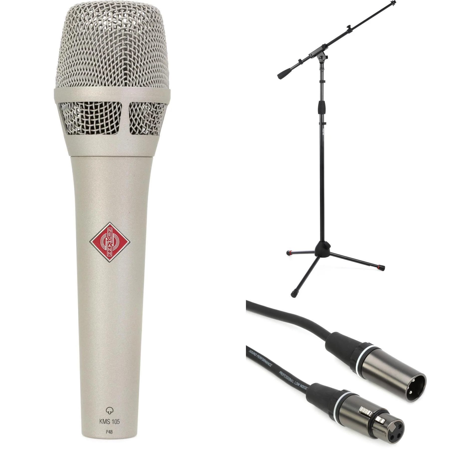 Neumann KMS 105 麦克风套装，含支架和线缆 - 镍色