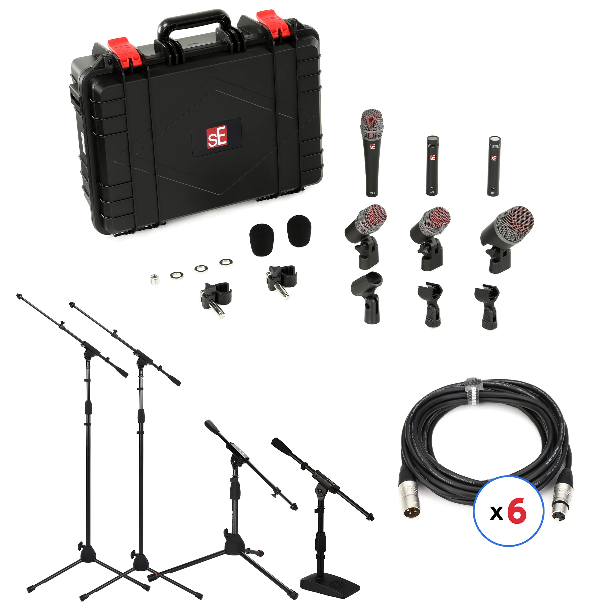 sE Electronics V Pack Club 标准鼓麦克风套装，含支架和线缆