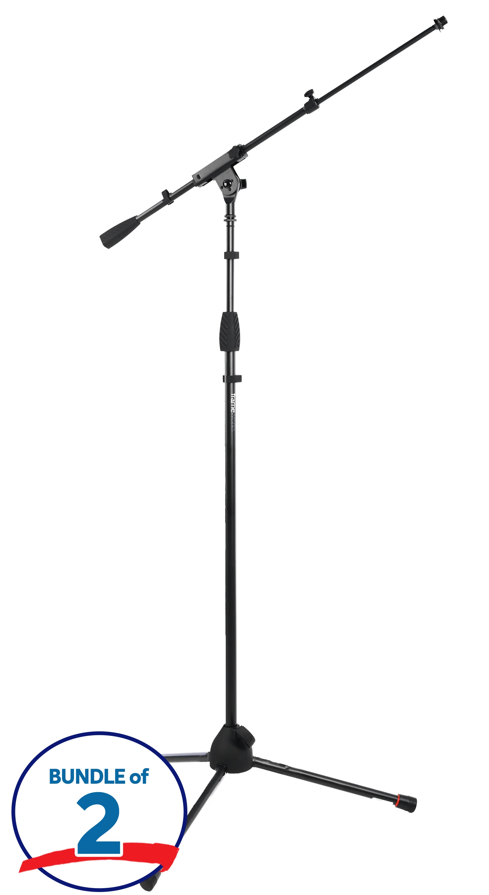 Gator Frameworks GFW-MIC-2020 三脚麦克风支架，带可伸缩挑杆（2支装）