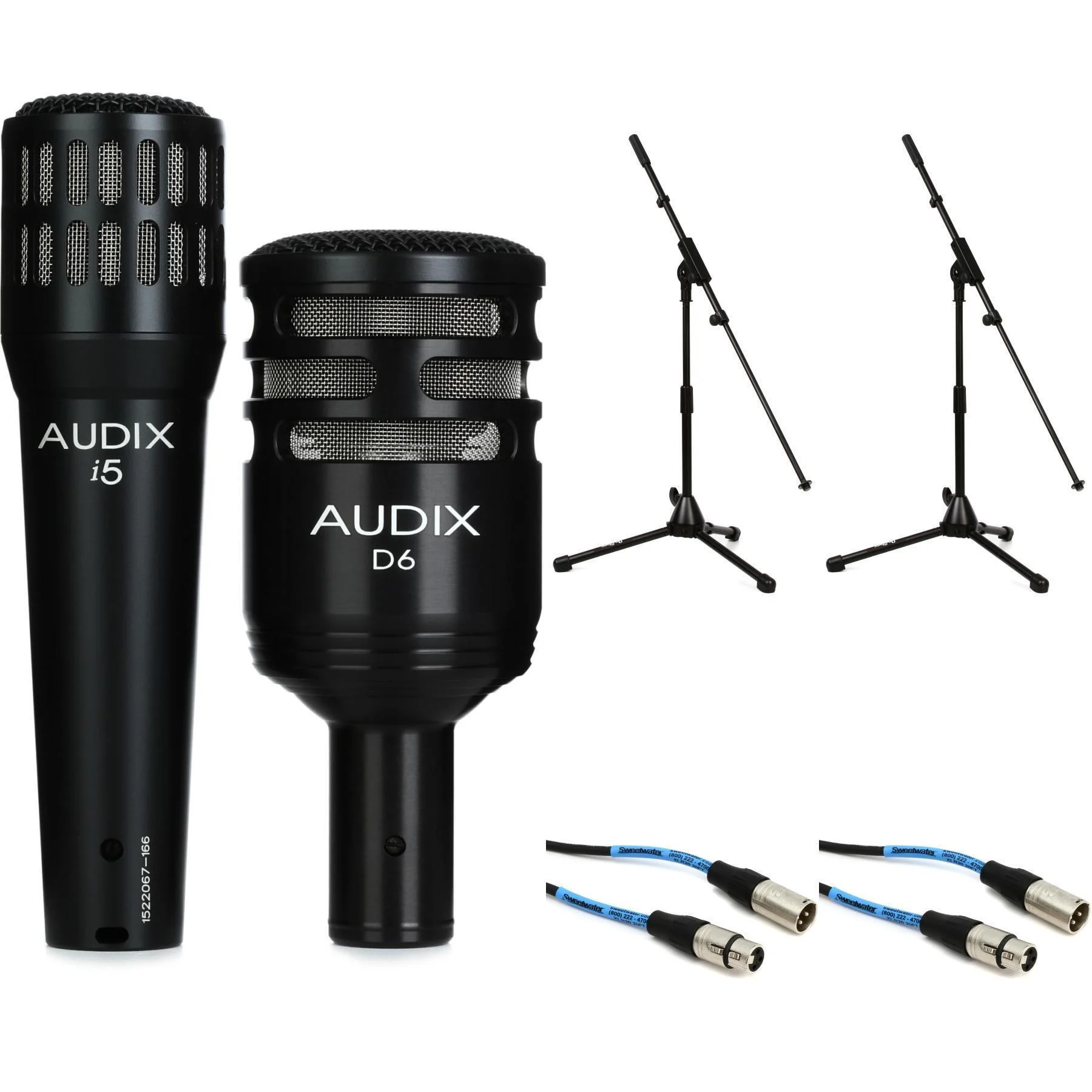 Audix i5 和 D6 麦克风套装，含支架和线缆