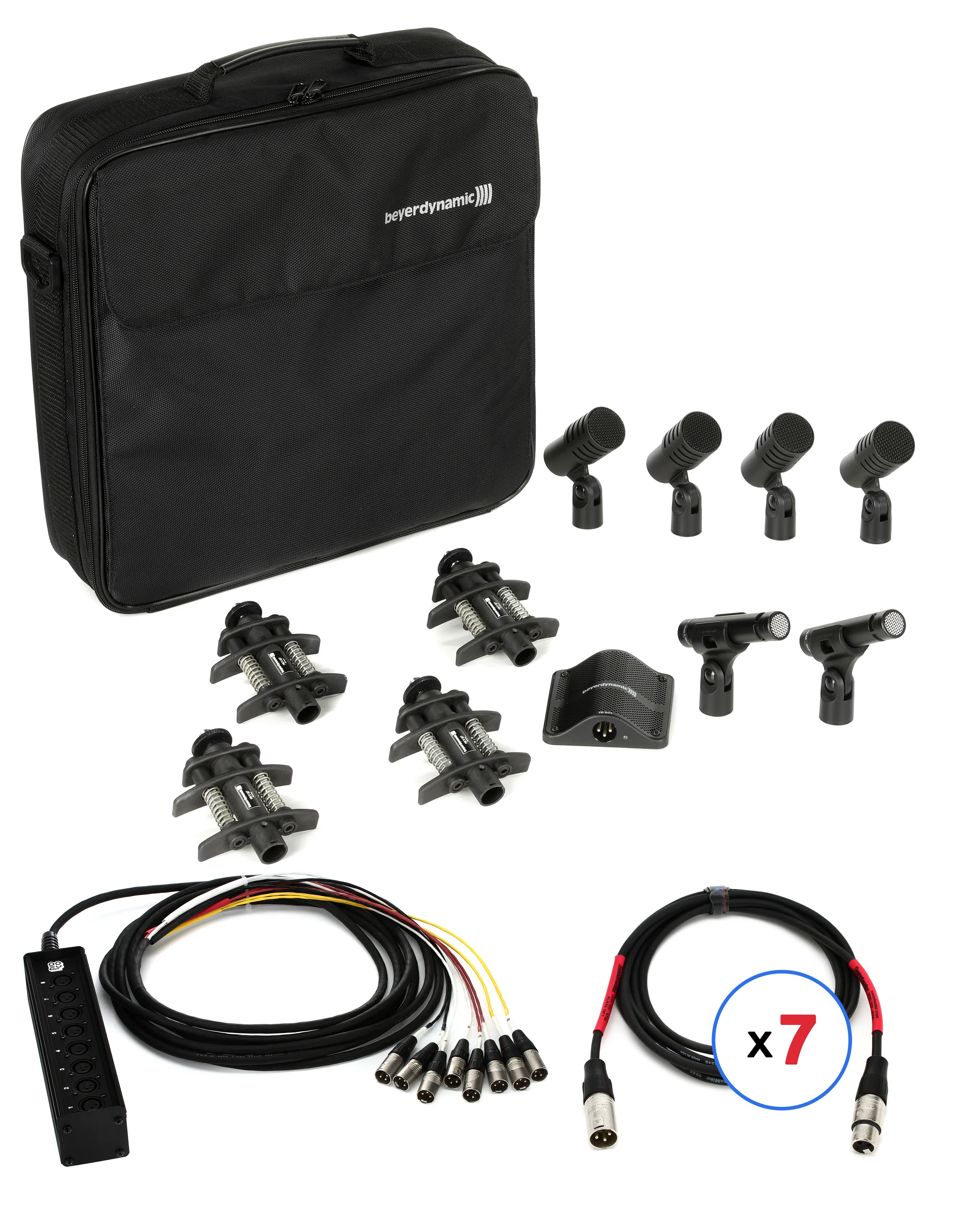 Beyerdynamic TG Drum Set Pro 中型鼓麦克风套件，含线蛇和线缆