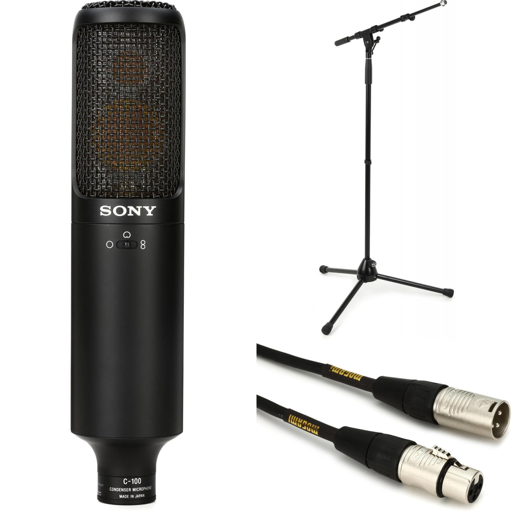 Sony C-100 双向电容麦克风，含支架和线缆