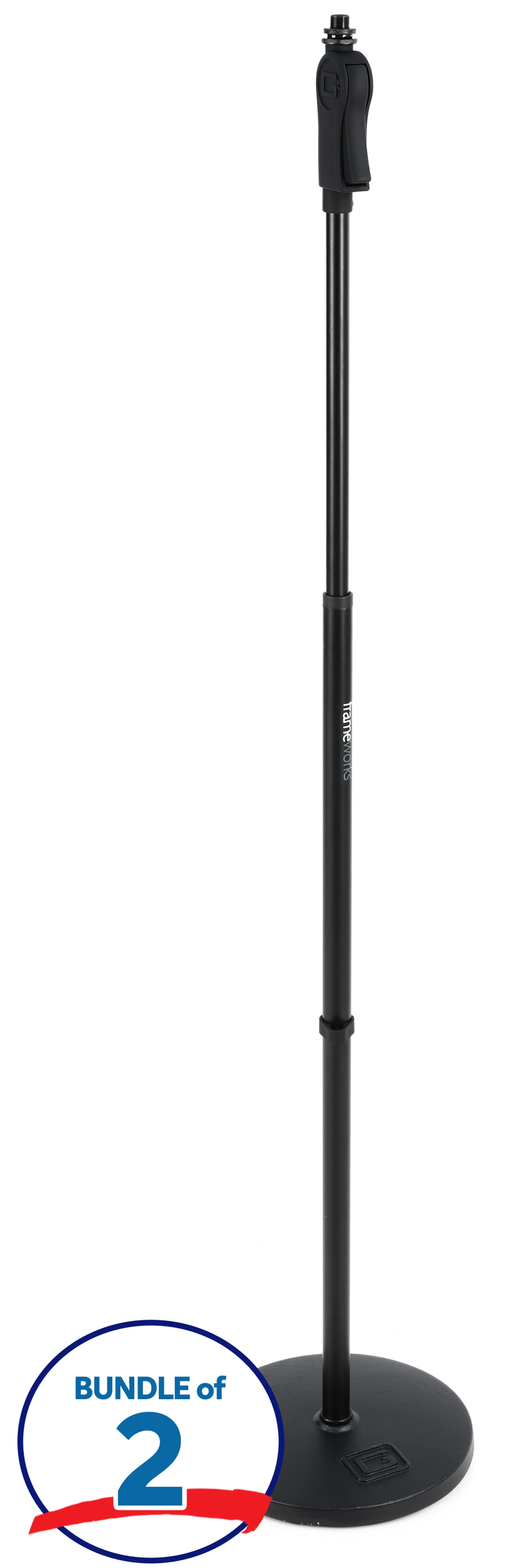 Gator Frameworks GFW-MIC-1001 豪华 10 英寸圆底座麦克风支架（2支装）