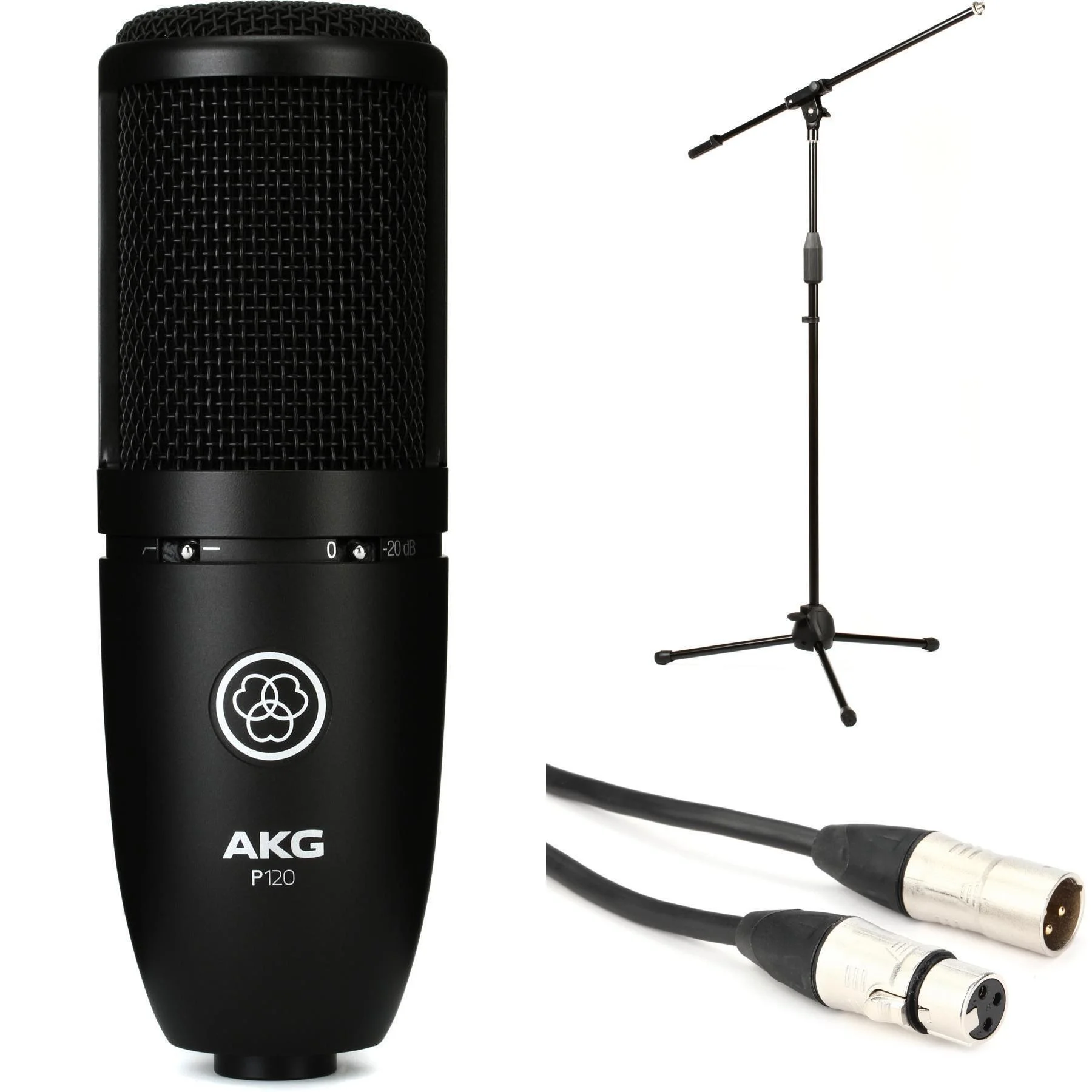 AKG P120 大振膜电容麦克风，带支架和线缆