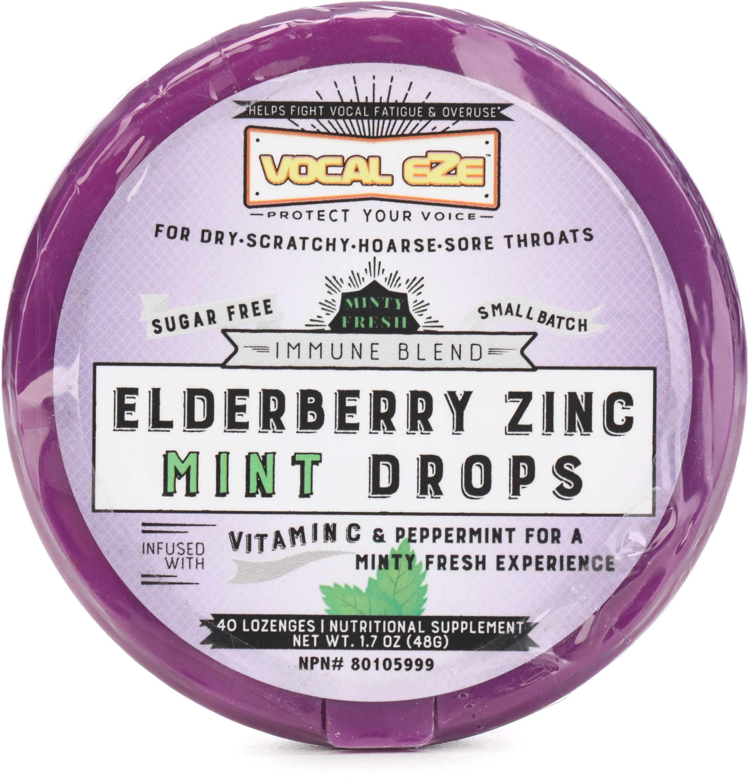 Vocal Eze 接骨木莓锌薄荷含片（40 片装）