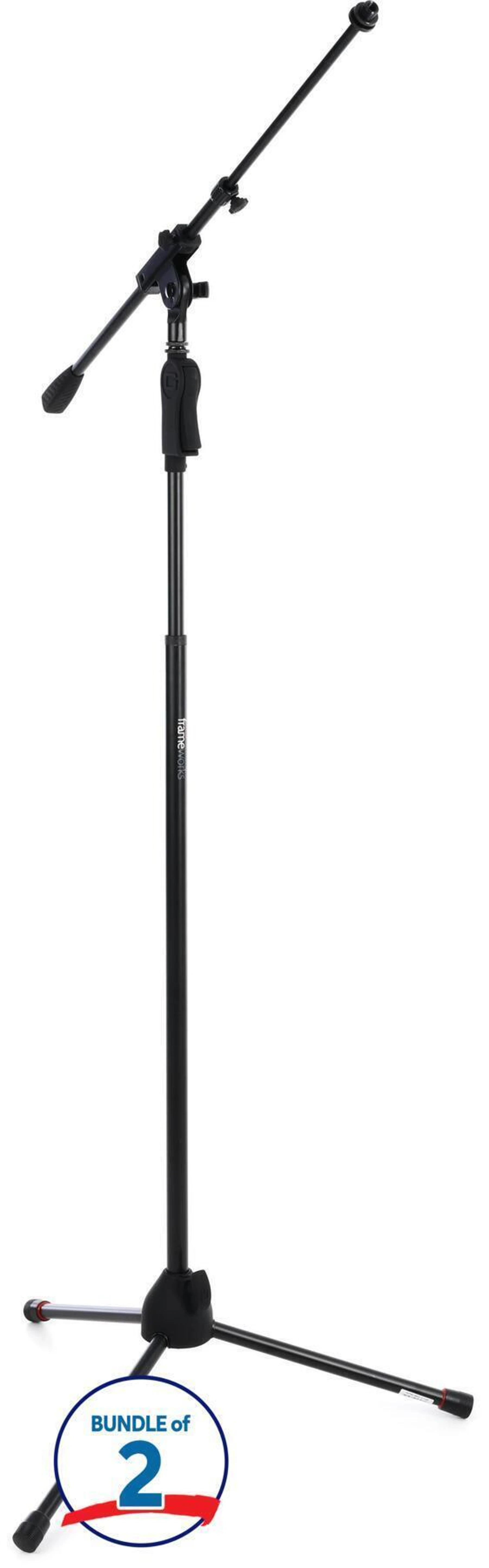 Gator Frameworks GFW-MIC-2120 豪华三脚架麦克风支架，带伸缩吊臂（2只装）