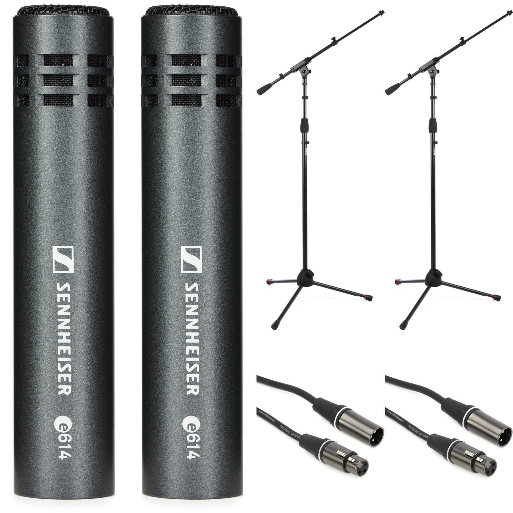 Sennheiser e 614 小振膜电容麦克风套装，含支架和线缆 - 一对