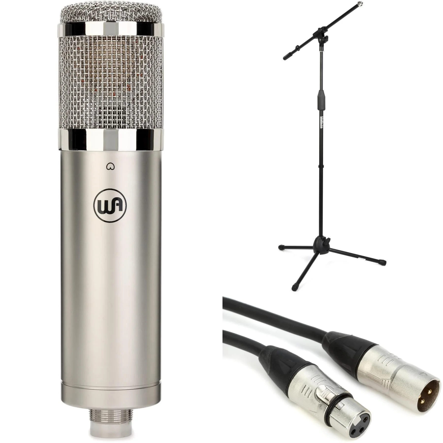 Warm Audio WA-47jr SE 录音室人声麦克风，含支架和线缆 - 镍色