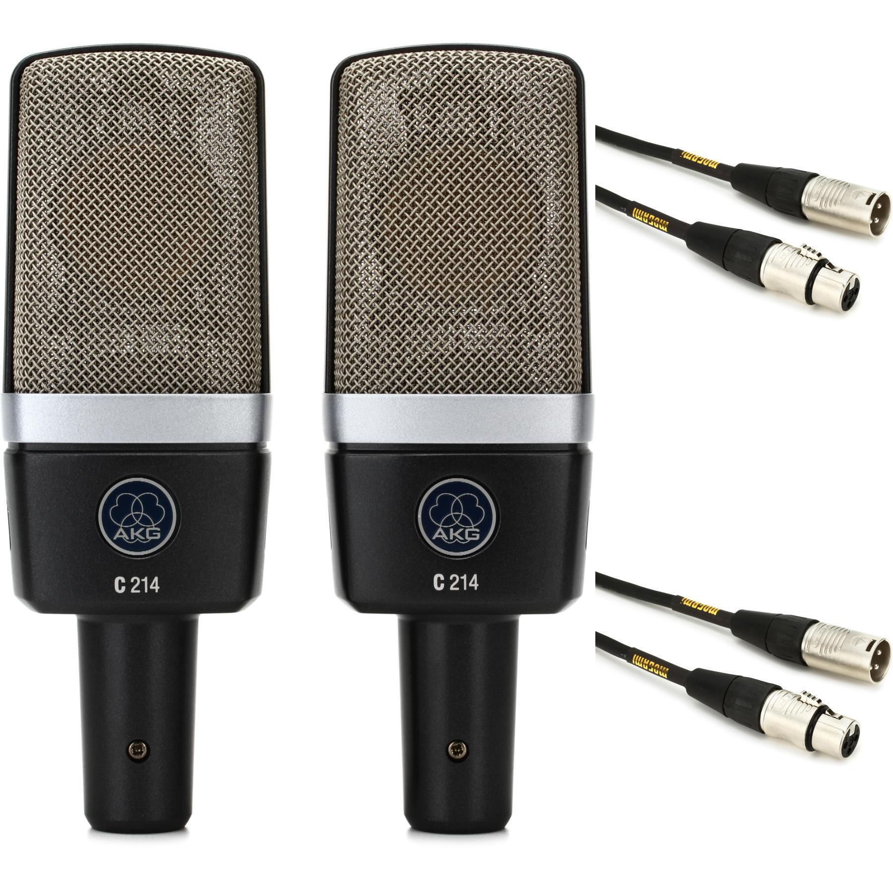 AKG C214 大振膜电容麦克风，含线缆 - 匹配立体声对