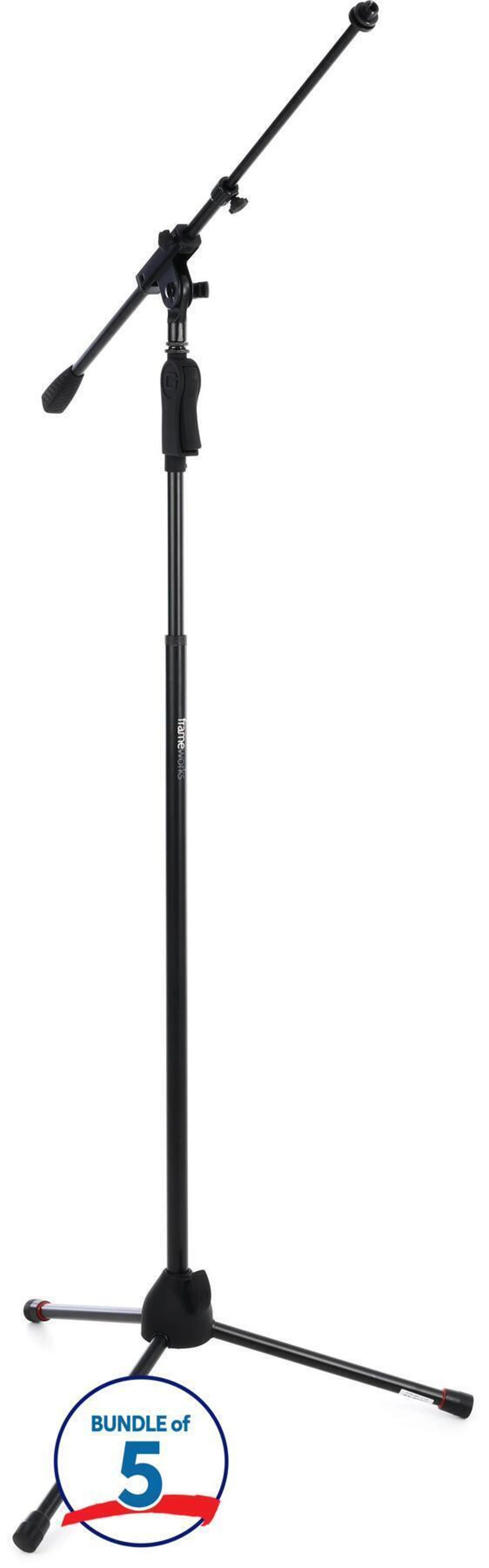 Gator Frameworks GFW-MIC-2120 豪华三脚麦克风支架，带伸缩吊杆（5只装）