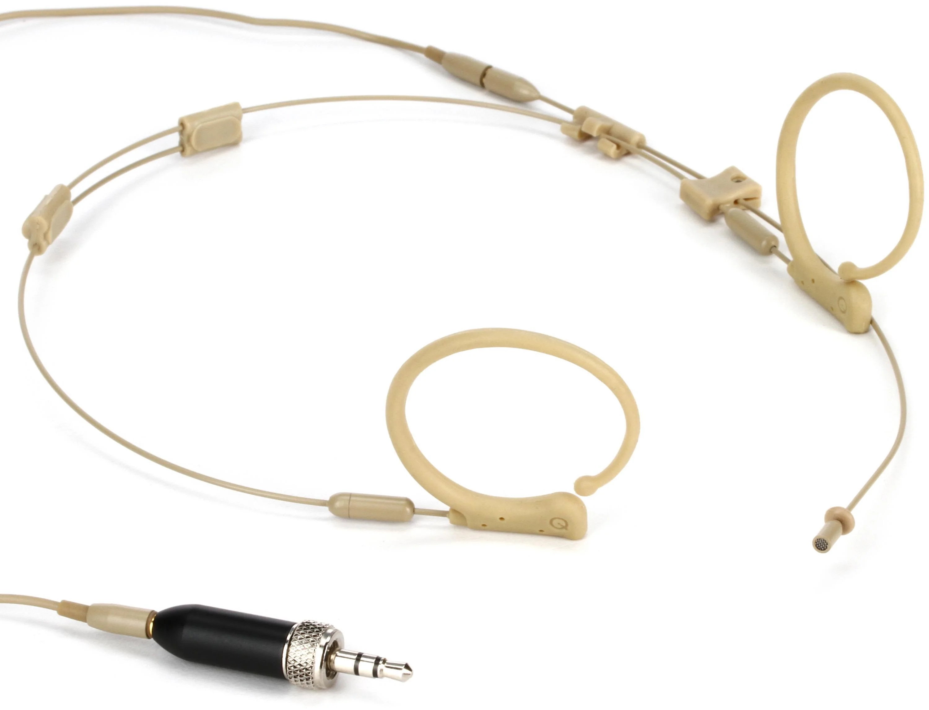 Que Audio QA22 BE 全指向头戴式麦克风，带 SEL 转接头，适用于 Sennheiser 无线系统 - 米色