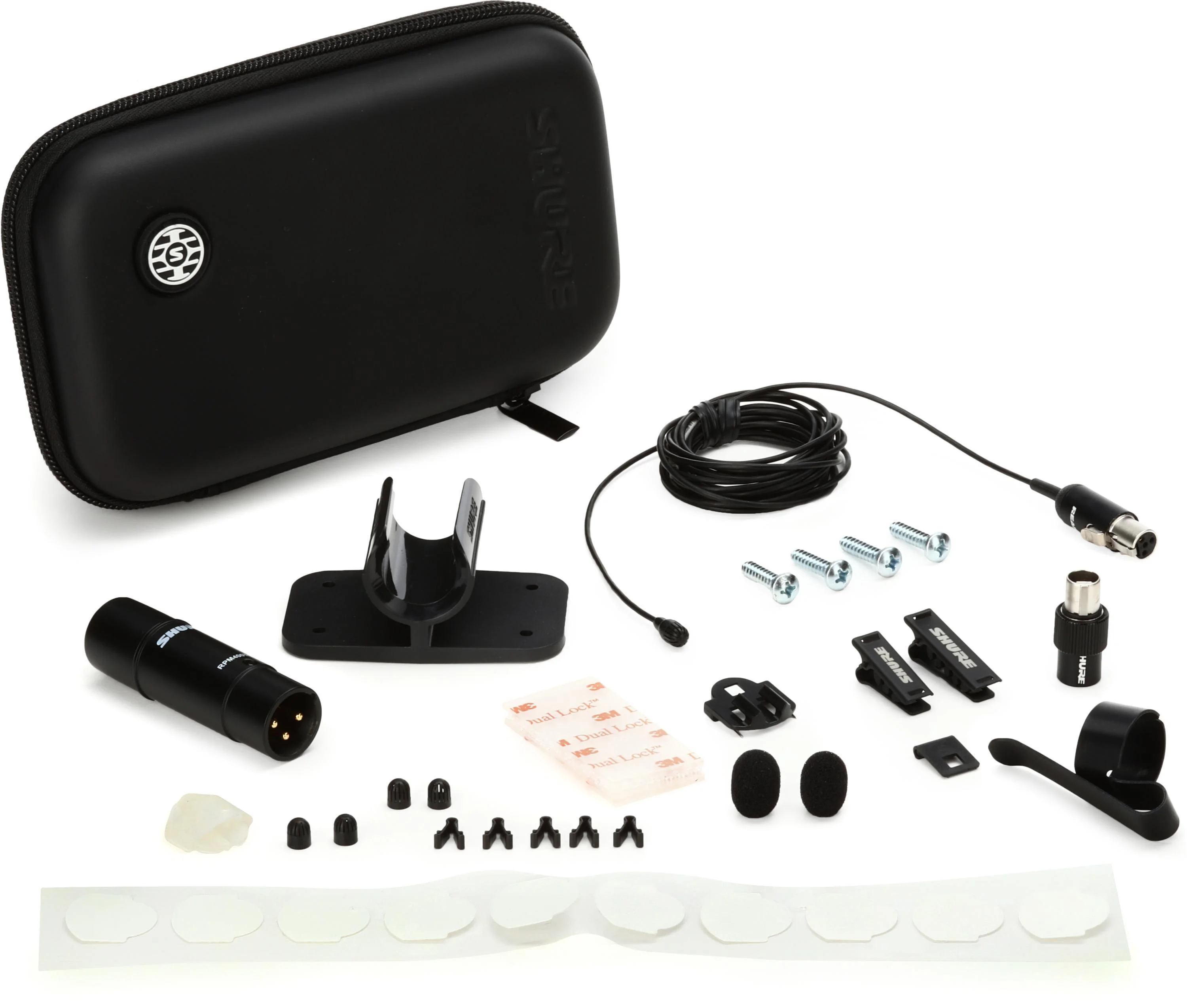 Shure TwinPlex TL47B/O-XLR-A 全指向领夹式麦克风，含配件套装（XLR，黑色）