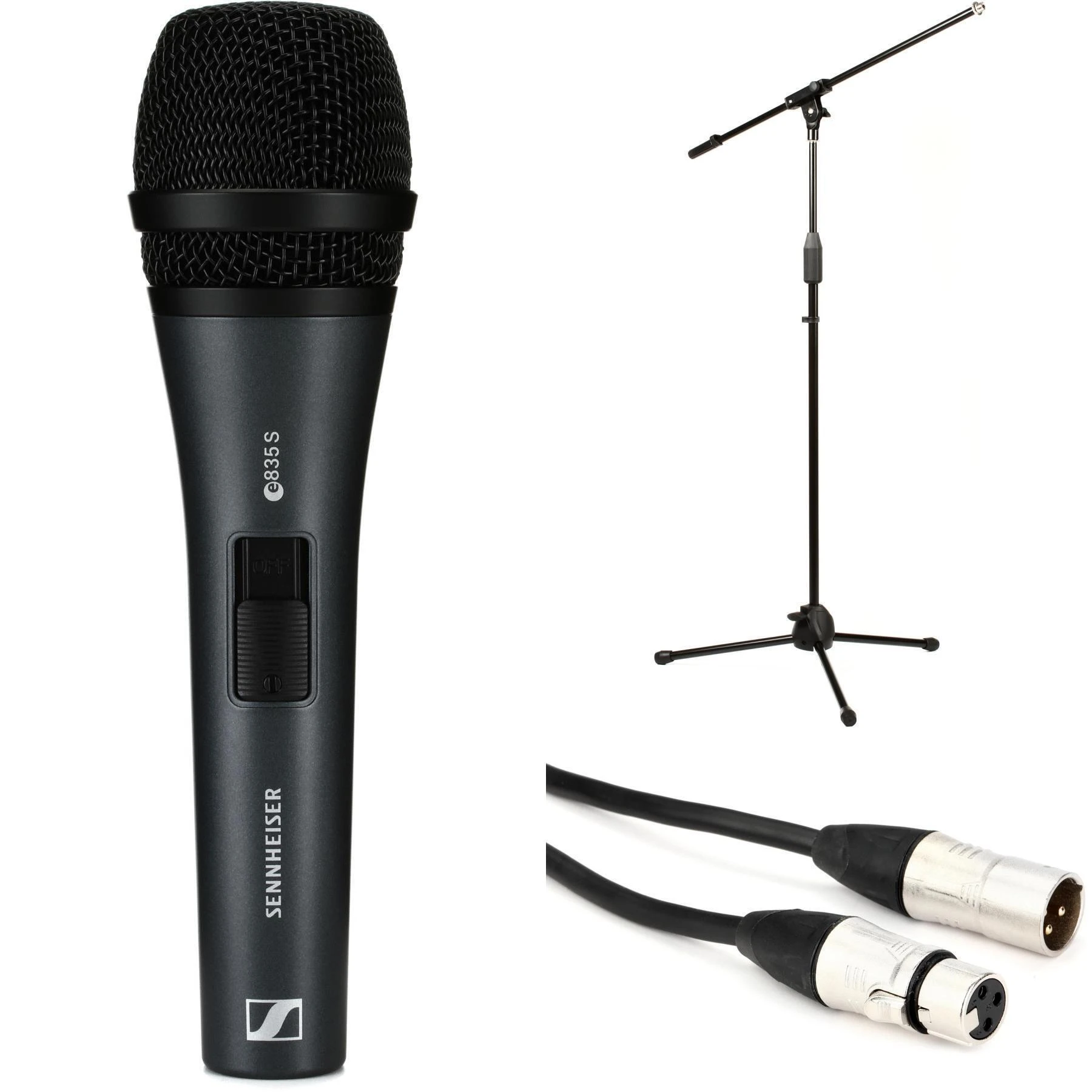 Sennheiser e 835-S 心形动圈麦克风套装，含支架和线缆