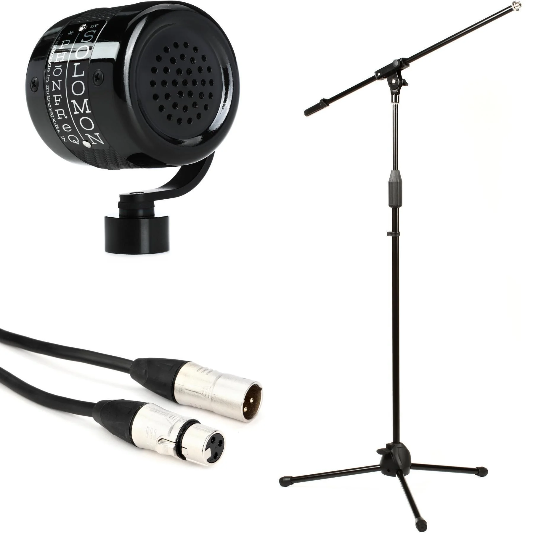 Solomon PhonFreq 电话式动圈麦克风，带支架和线缆 - 黑色