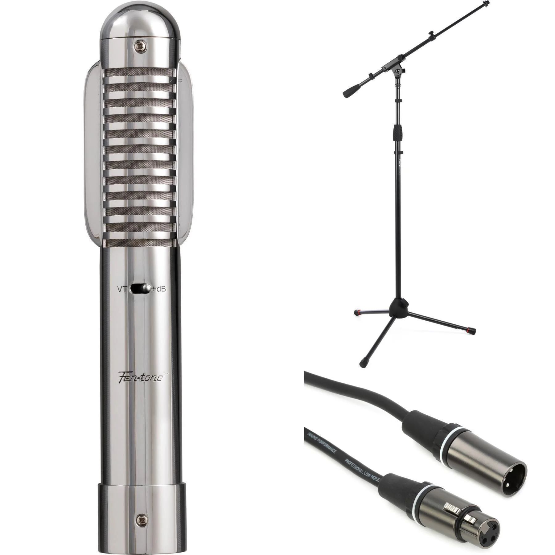 Warm Audio WA-FT Fen-tone 铝带麦克风，带麦克风支架和 XLR 线缆