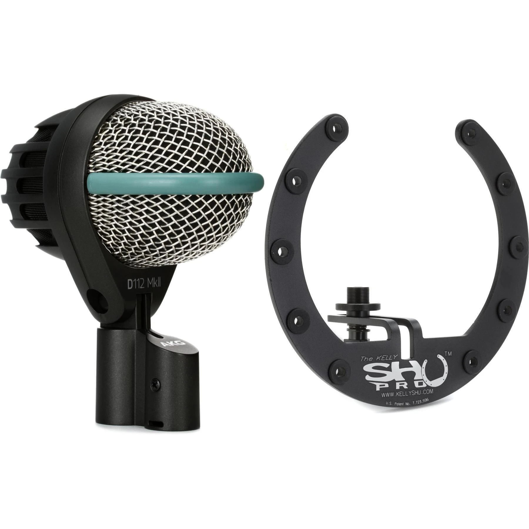 AKG D112 MKII 心形动圈底鼓麦克风，带 The Kelly SHU 减震架