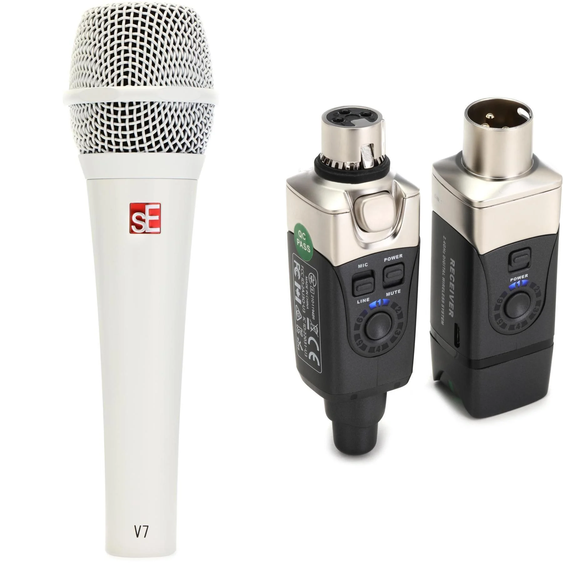 sE Electronics V7 超心形动圈手持人声麦克风及插入式无线系统 - 白色