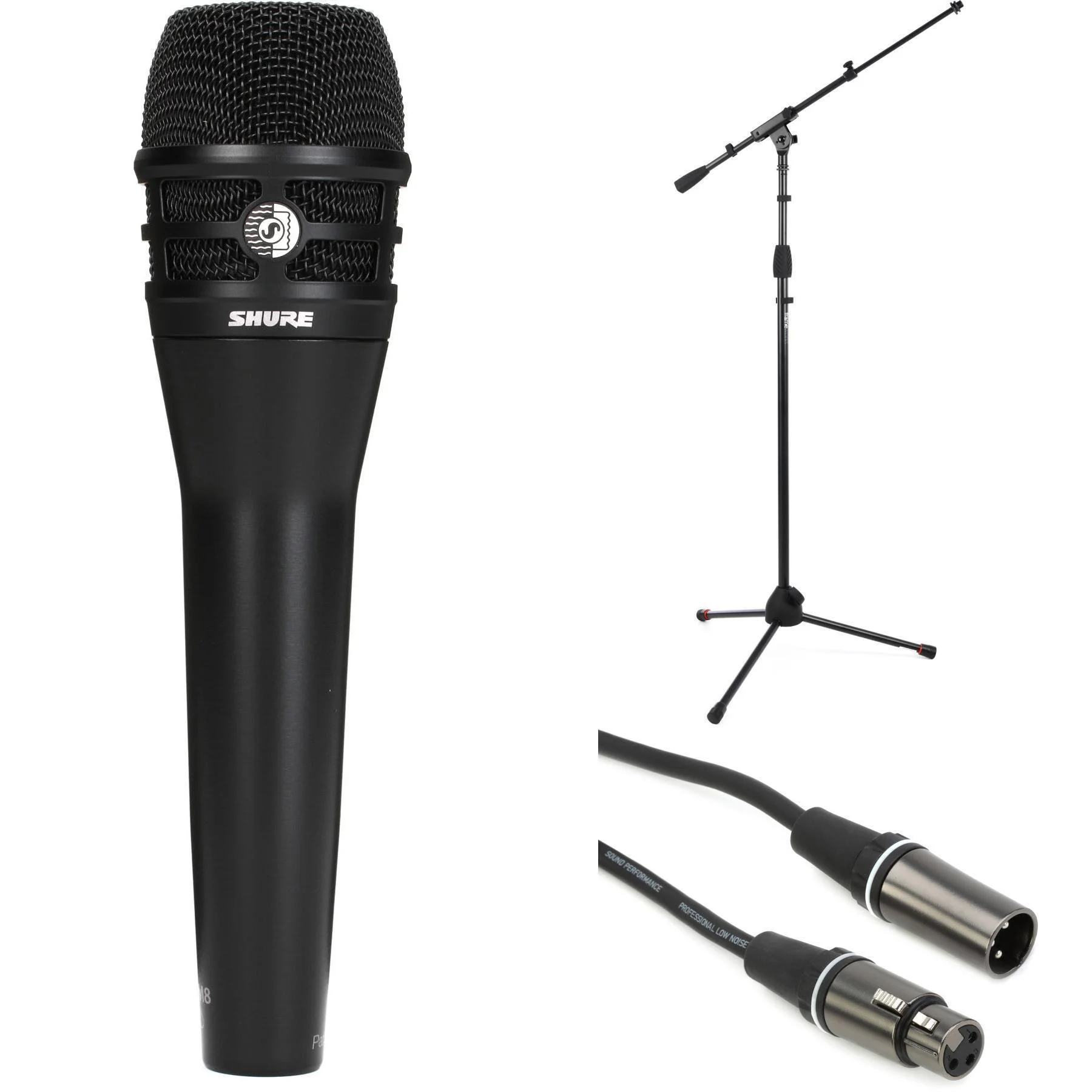 Shure KSM8B 手持麦克风套装，含支架和线缆 - 黑色