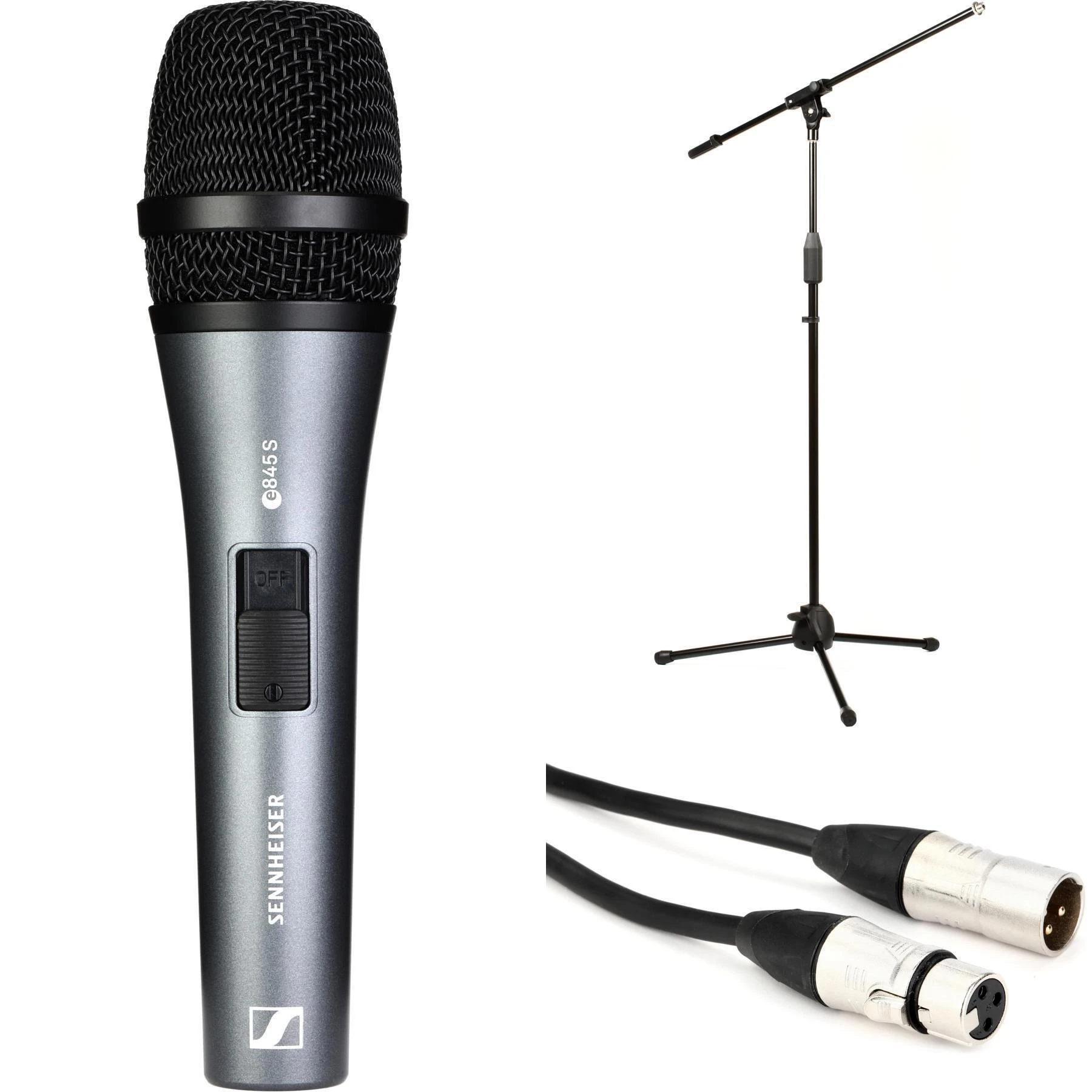 Sennheiser e 845-S 超心形动圈麦克风套装，含支架和线缆