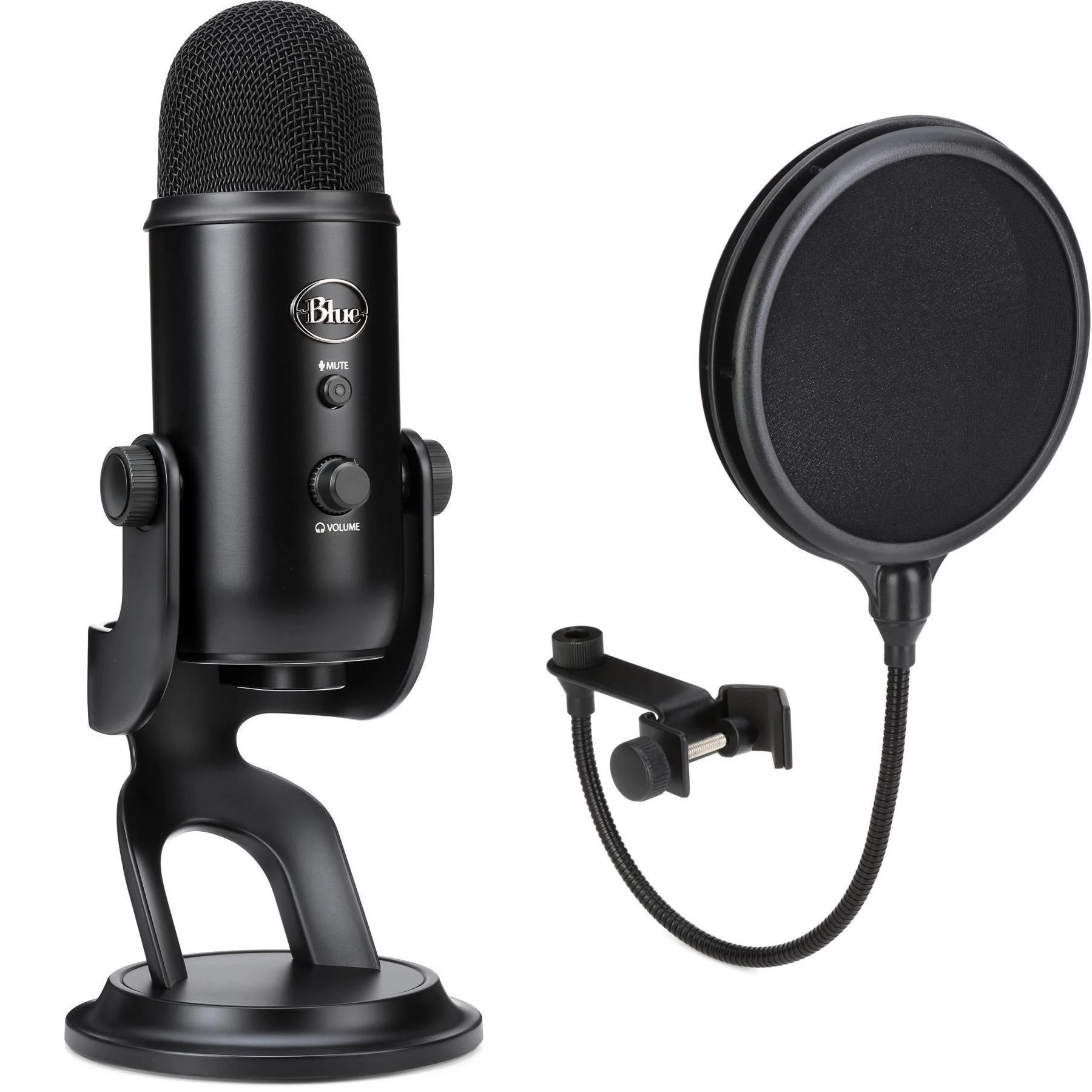 Blue Microphones YetiBlk USB 电容麦克风套装，含防喷罩 - 黑色