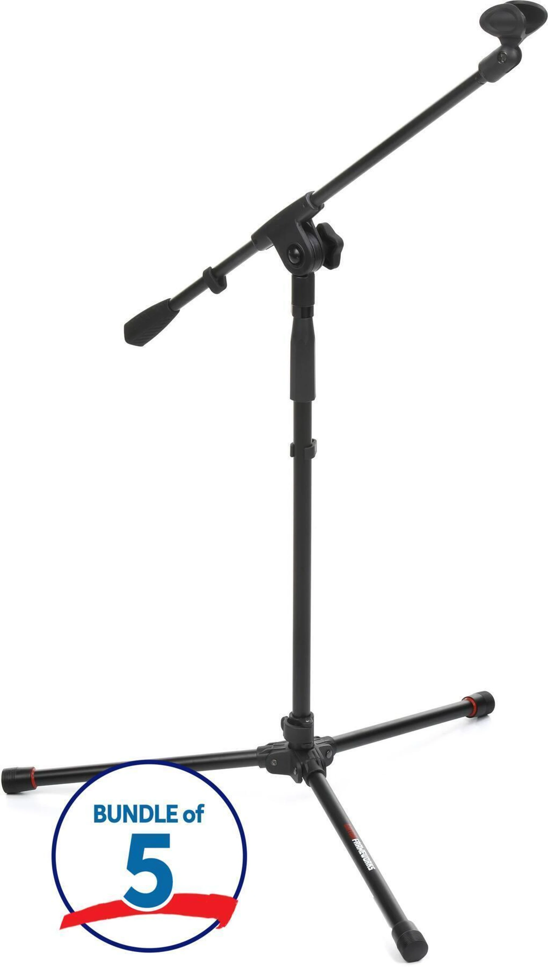 Gator Frameworks GFW-MIC-1500 轻便吊杆麦克风支架，带三脚底座（5个装）