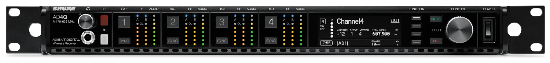 Shure AD4Q 四通道 Axient Digital 无线接收机