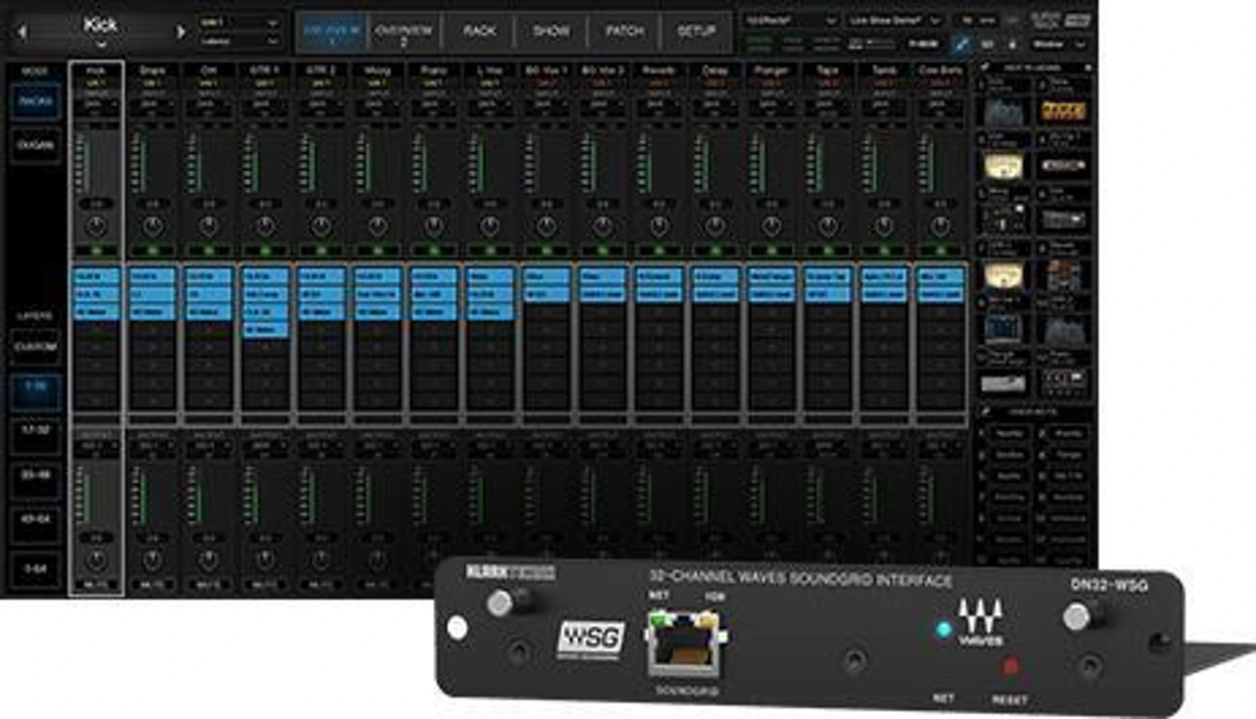 适用于 X32/M32 调音台的 Waves DN32-WSG I/O 卡 + SuperRack