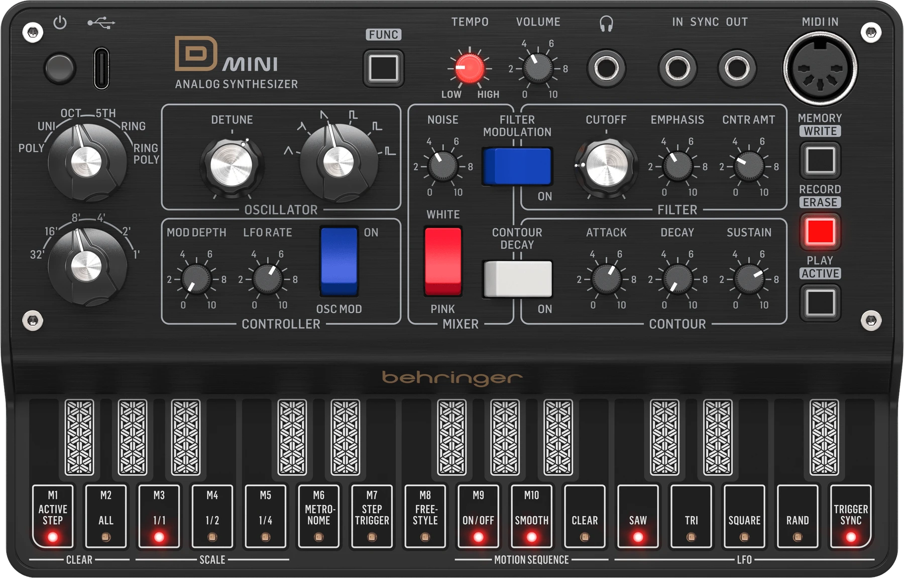 Behringer D Mini 便携式模拟合成器