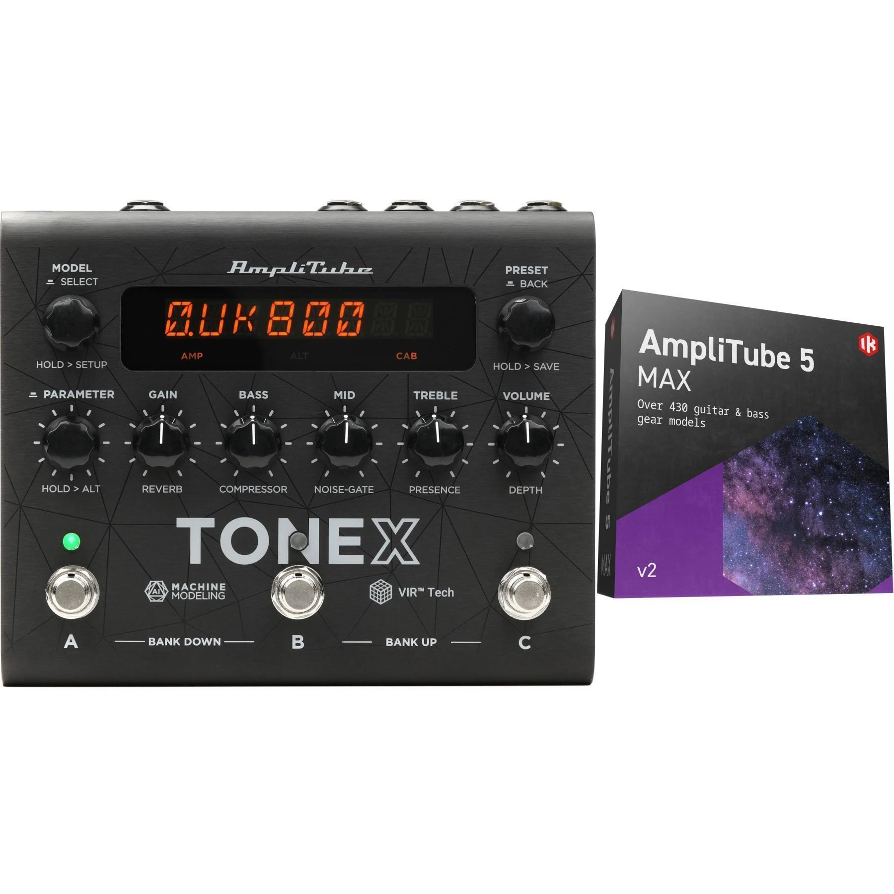 IK Multimedia TONEX 踏板放大器/音箱/效果器建模器，含 AmpliTube 5 MAX v2 软件套装
