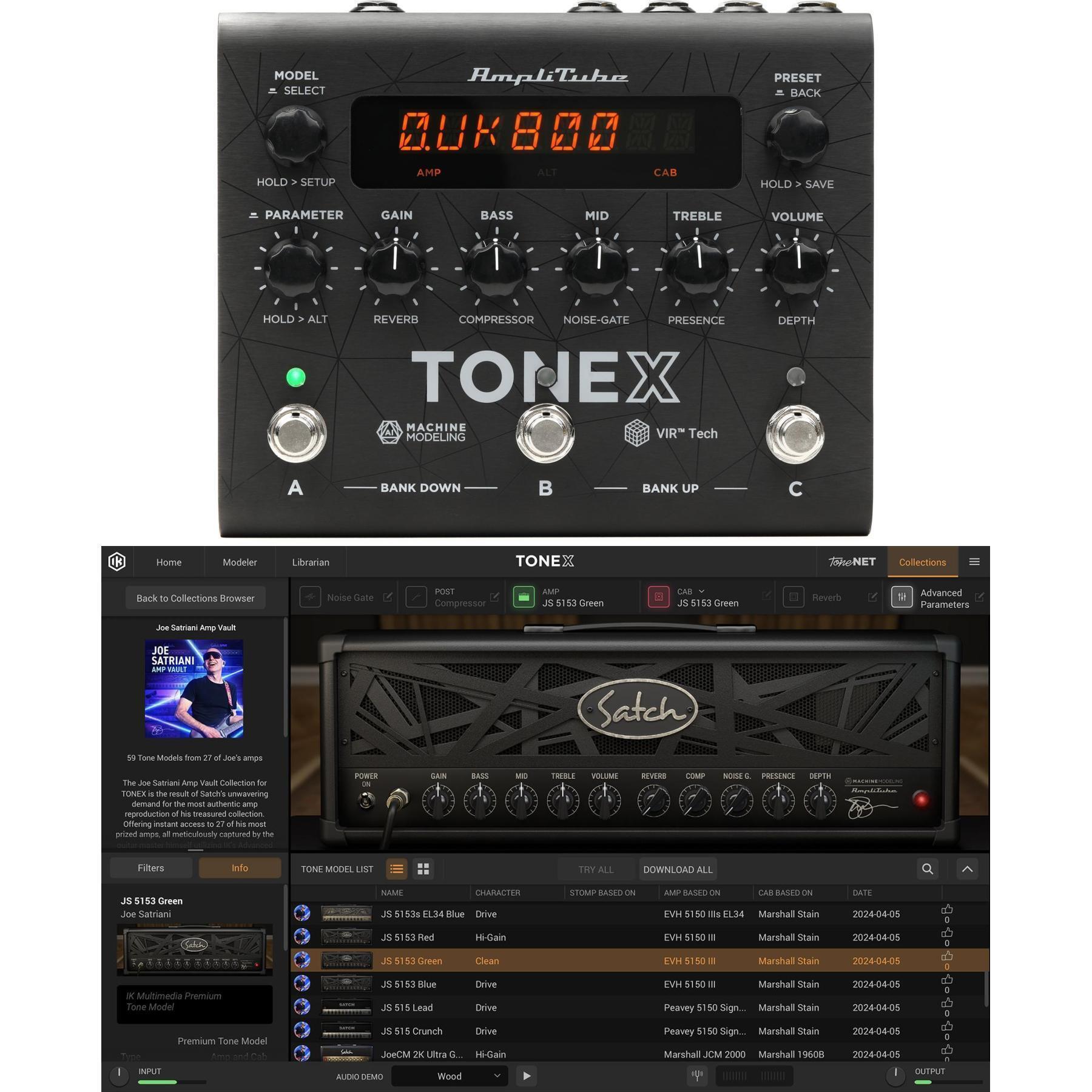 IK Multimedia TONEX 踏板放大器/音箱/效果器建模器，含 Joe Satriani Amp Vault 扩展包